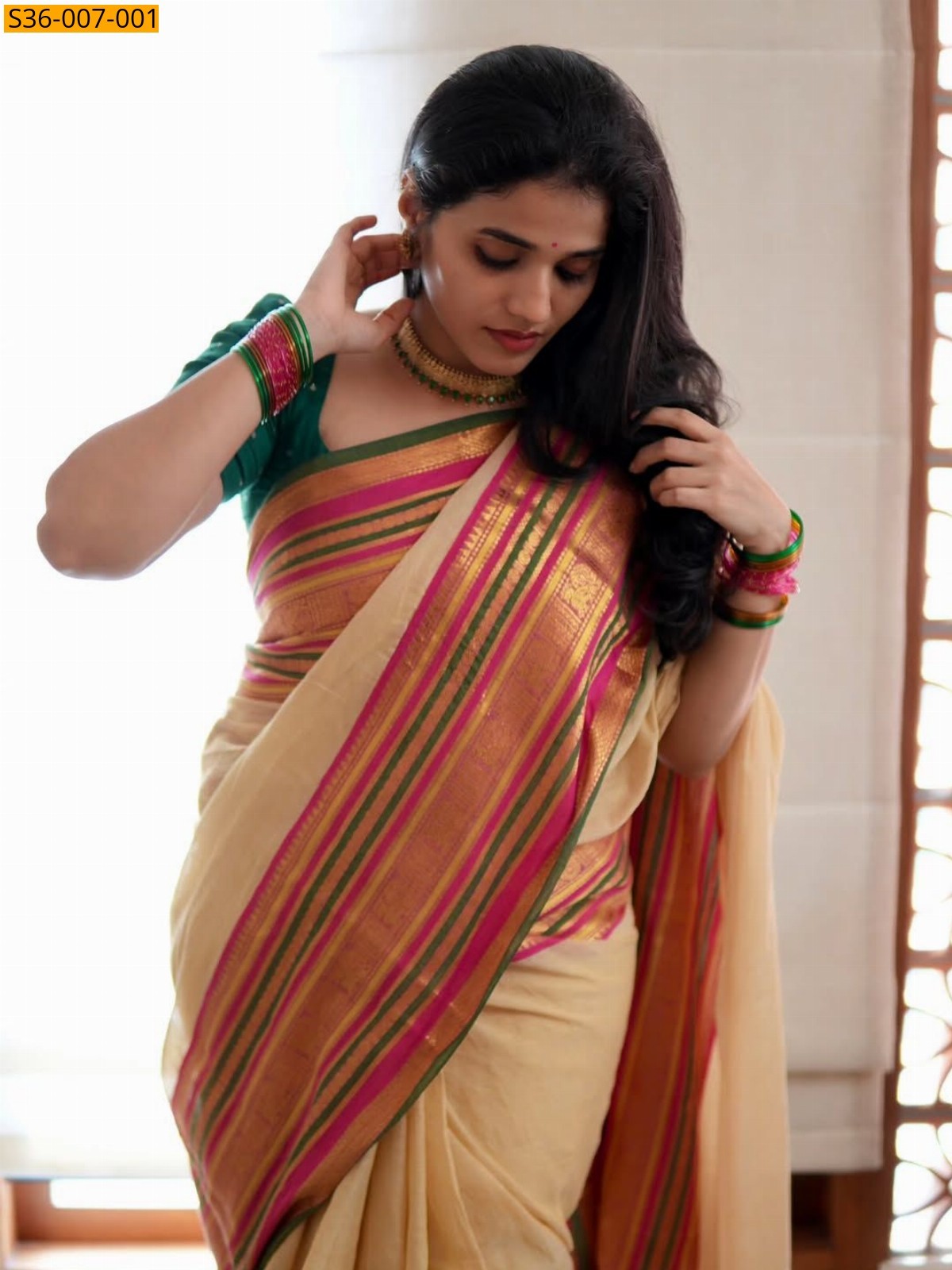 Half White Fancy Mul Cotton Saree