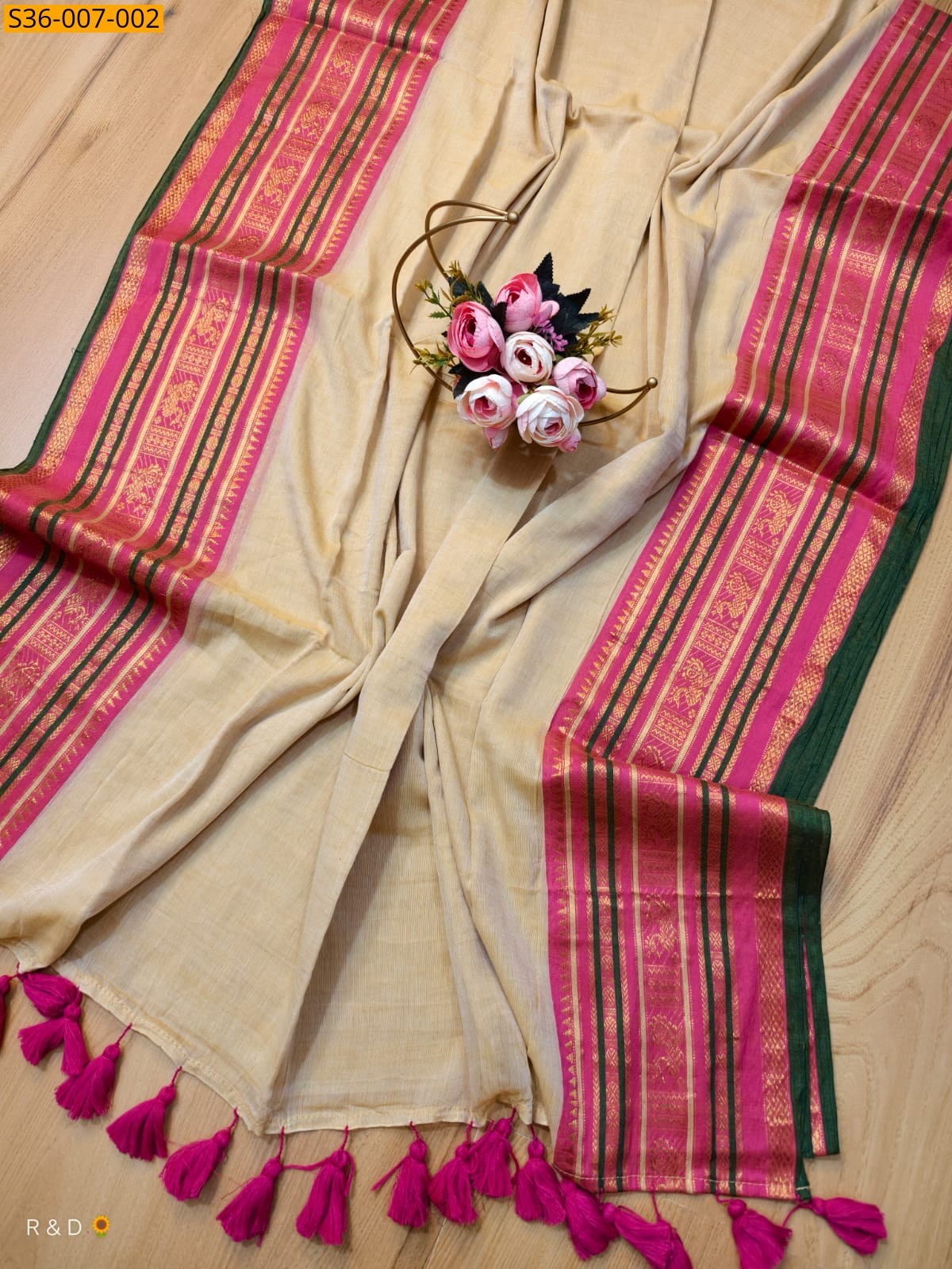 Half White Fancy Mul Cotton Saree