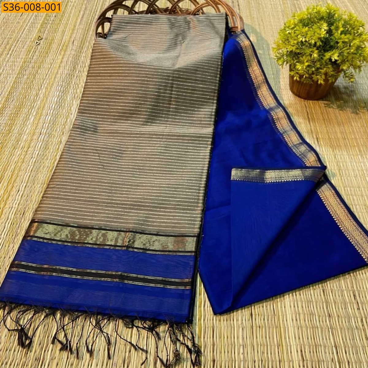 Blue Fancy Soft Cotton Silk Saree