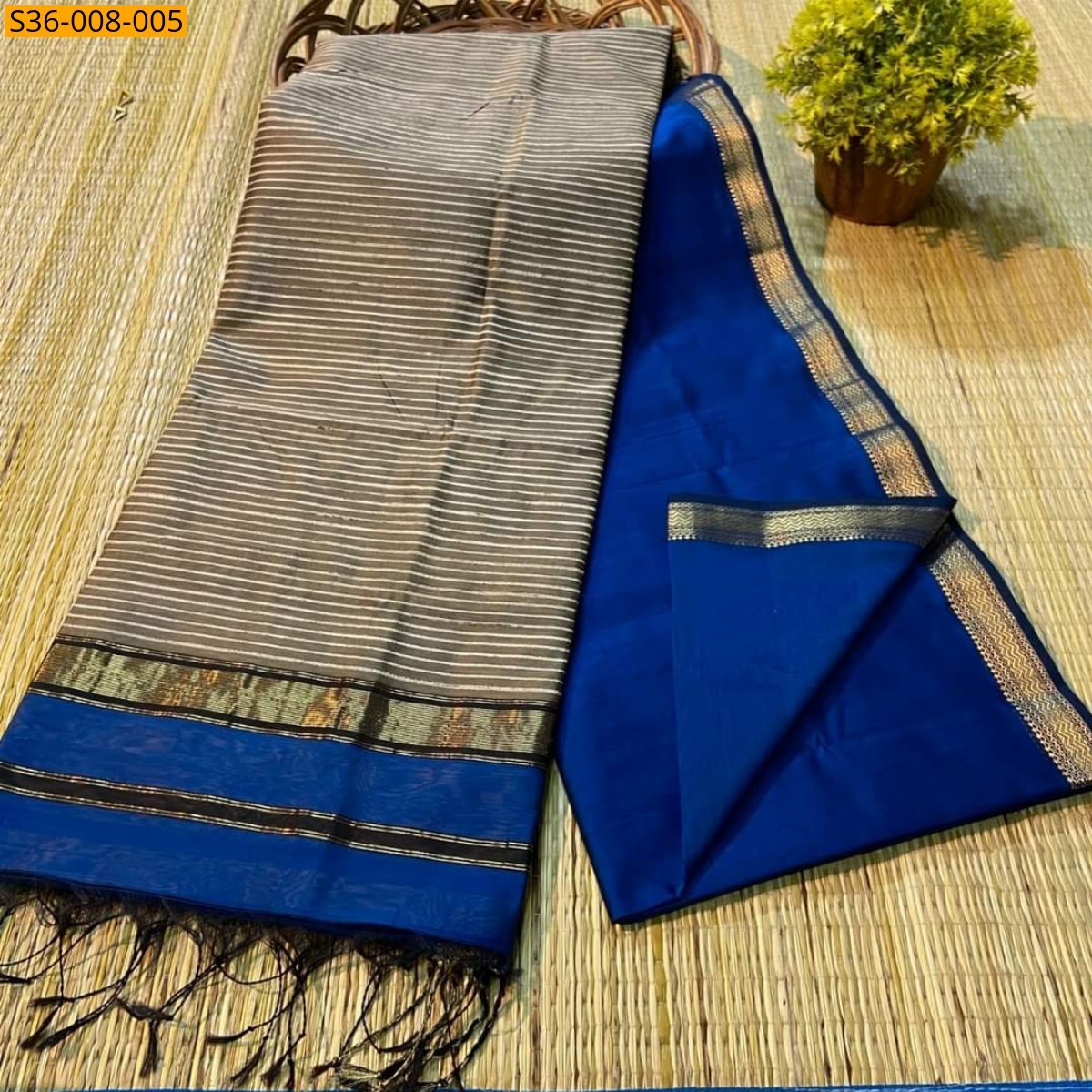 Blue Fancy Soft Cotton Silk Saree