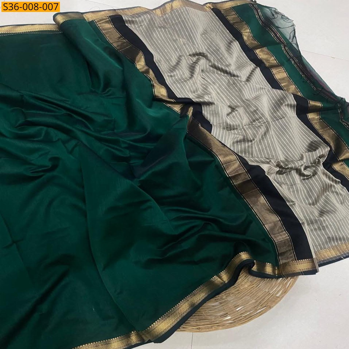 Green Fancy Soft Cotton Silk Saree