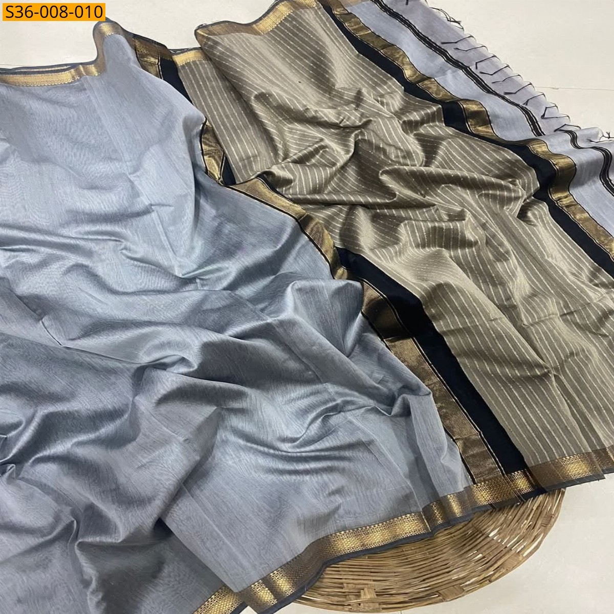 Gray Fancy Soft Cotton Silk Saree