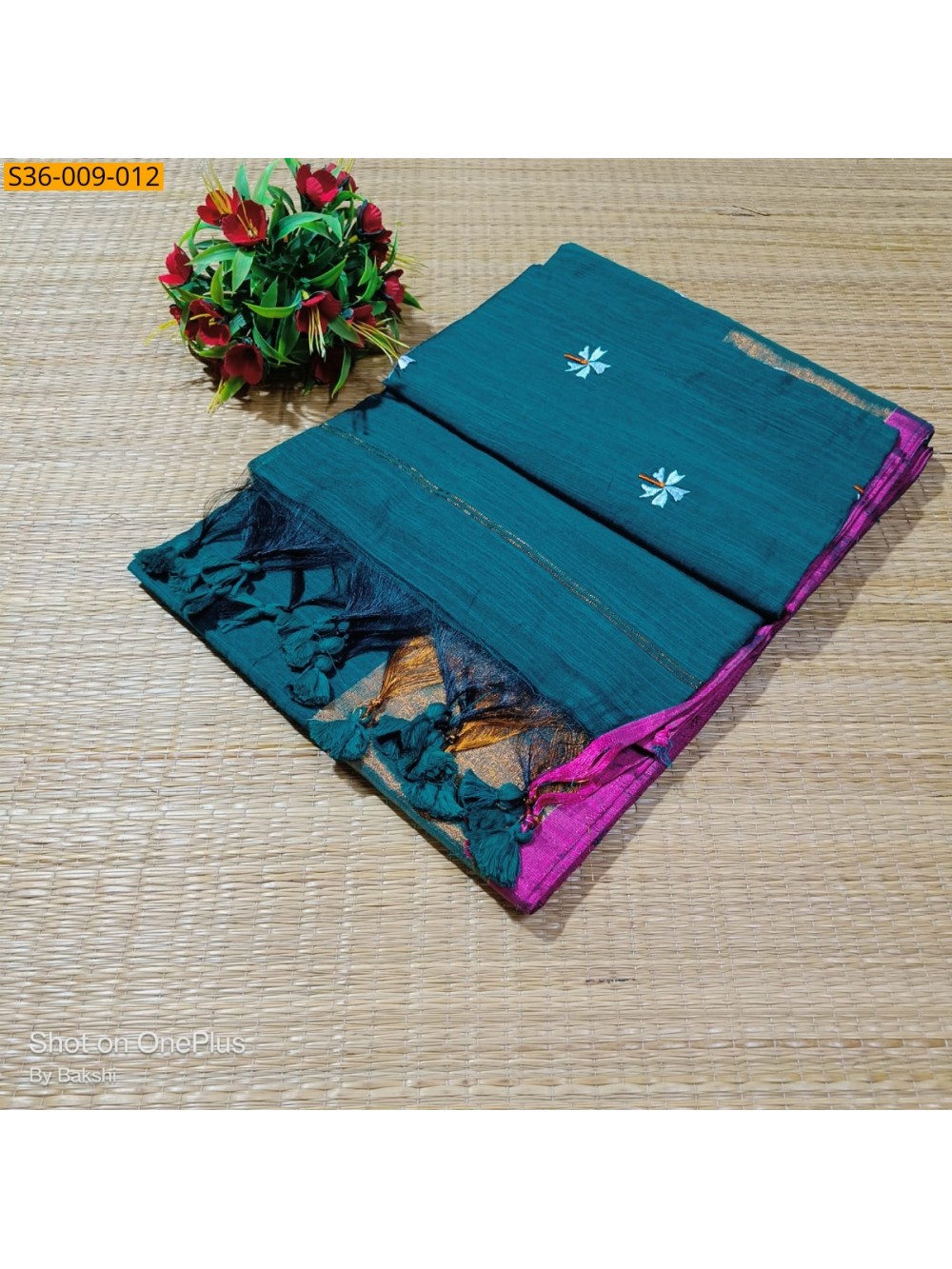 Fancy Slub Khadi Embroidery Saree
