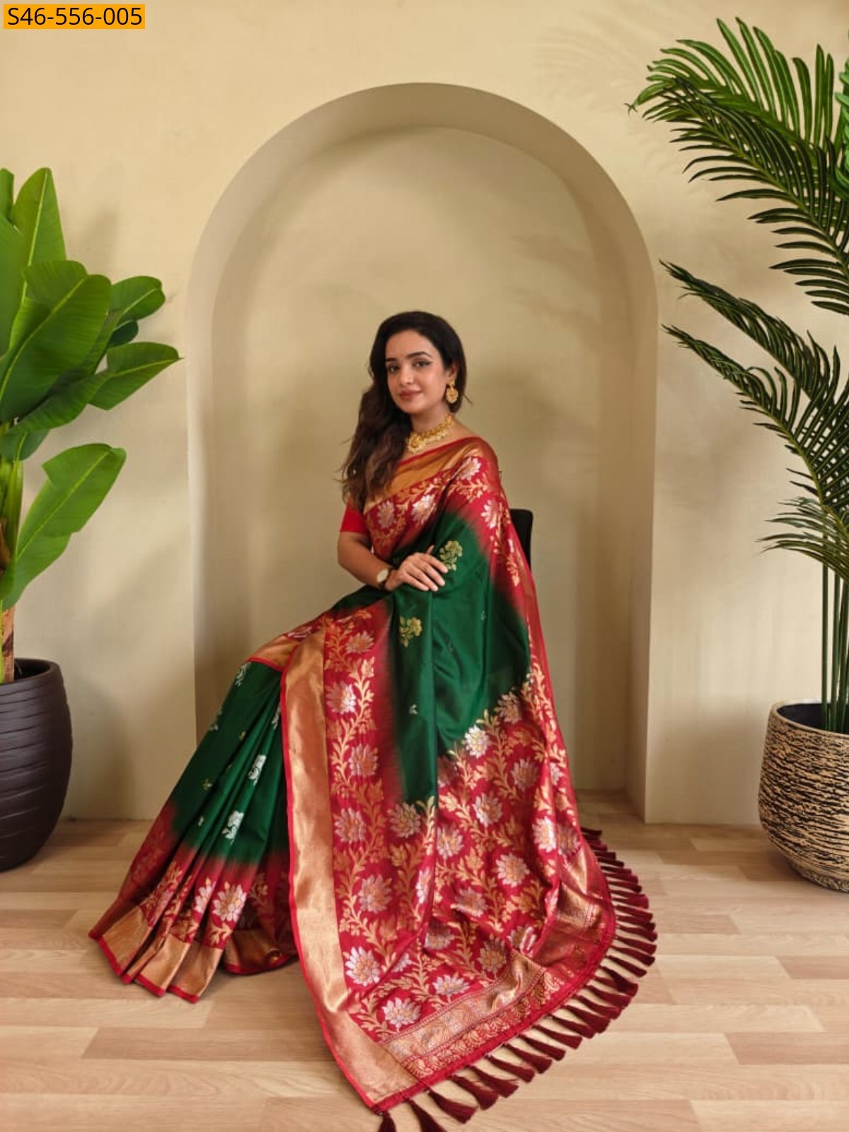 Green Premium Dual tone silk sarees