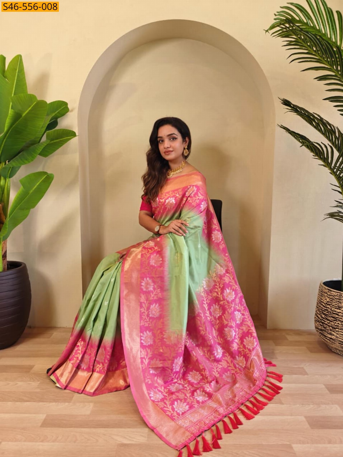 Pista Green Premium Dual tone silk sarees