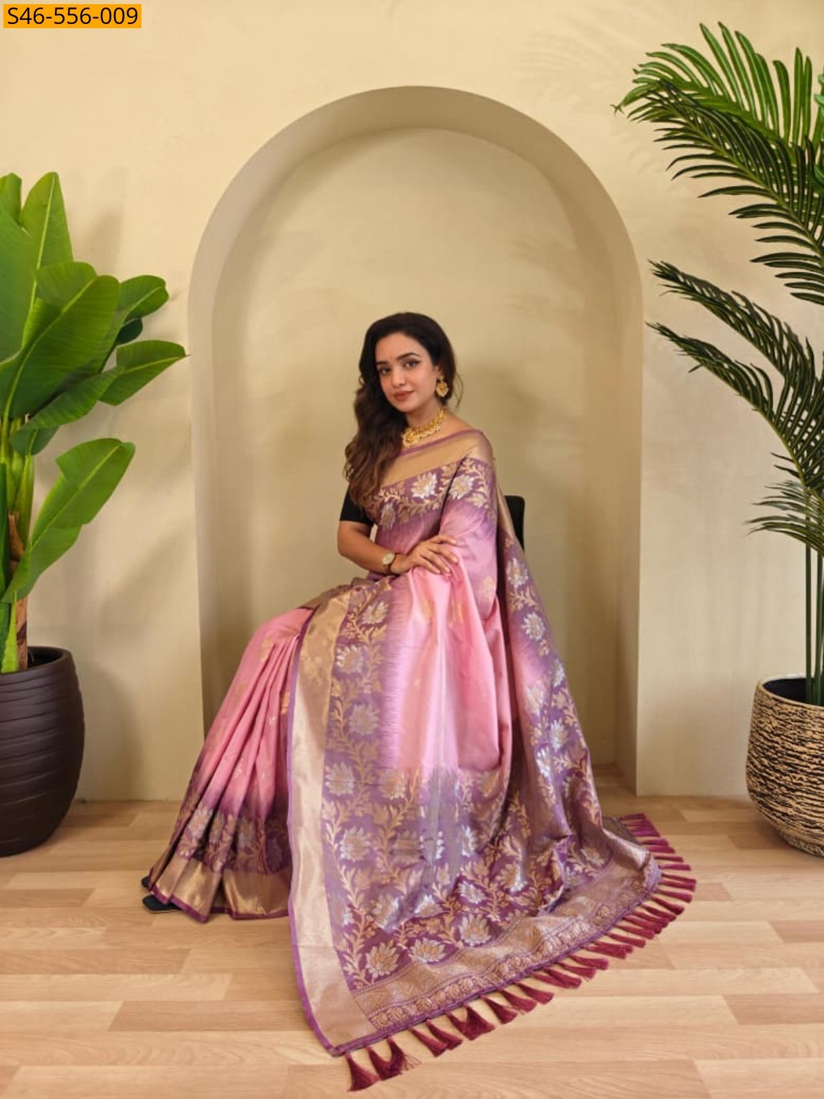 Light Pink Premium Dual tone silk sarees