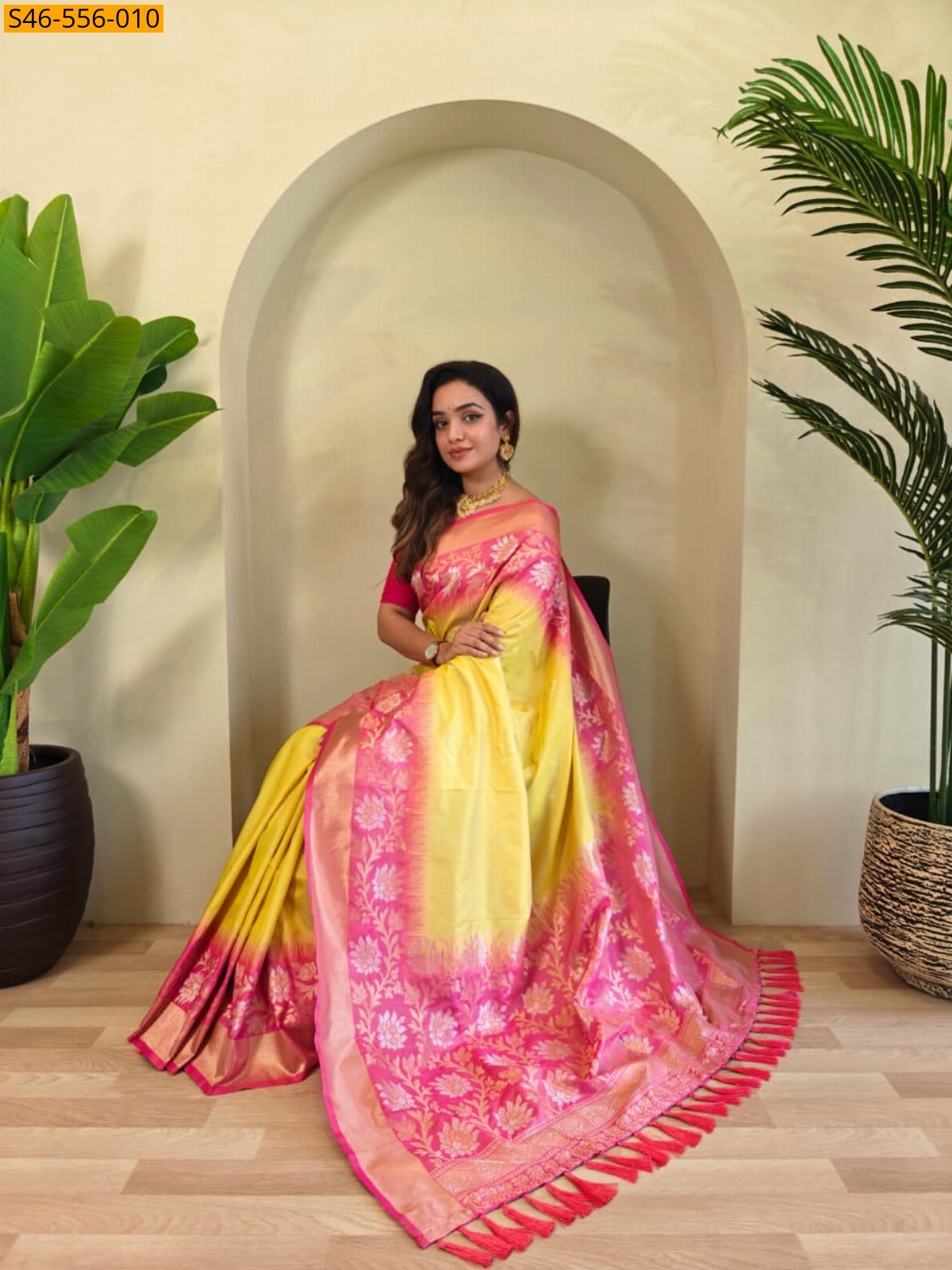 Yellow Premium Dual tone silk sarees