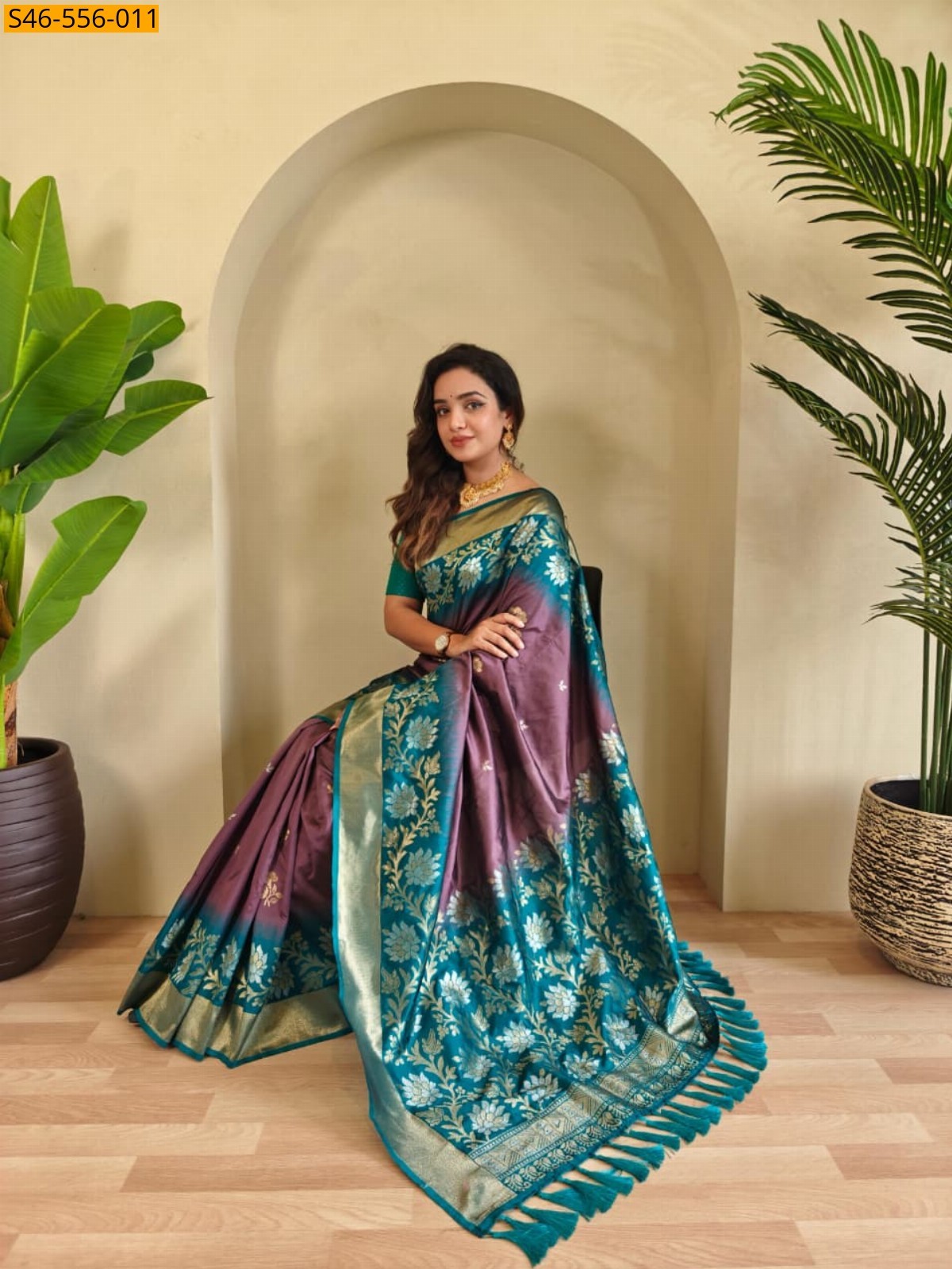 Brown Premium Dual tone silk sarees