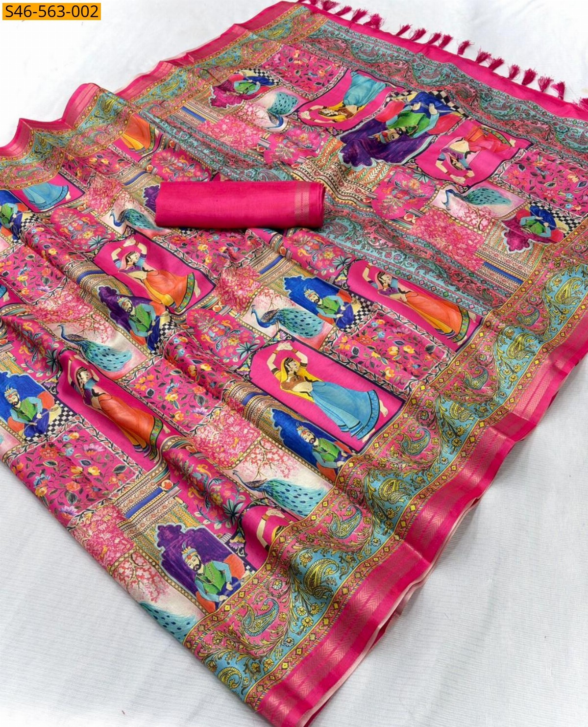 Pink Tussar munga silk saree