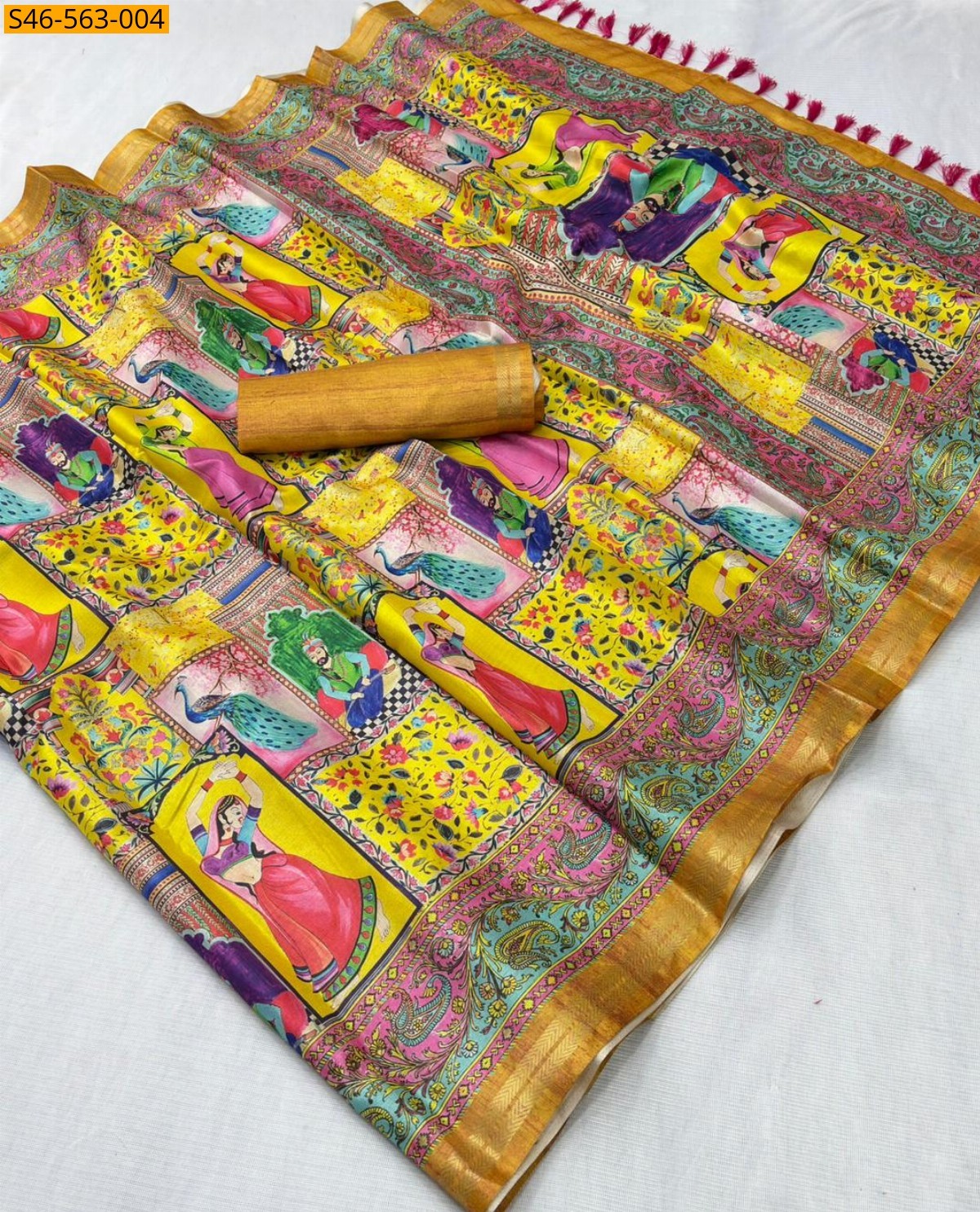 Yellow Tussar munga silk saree