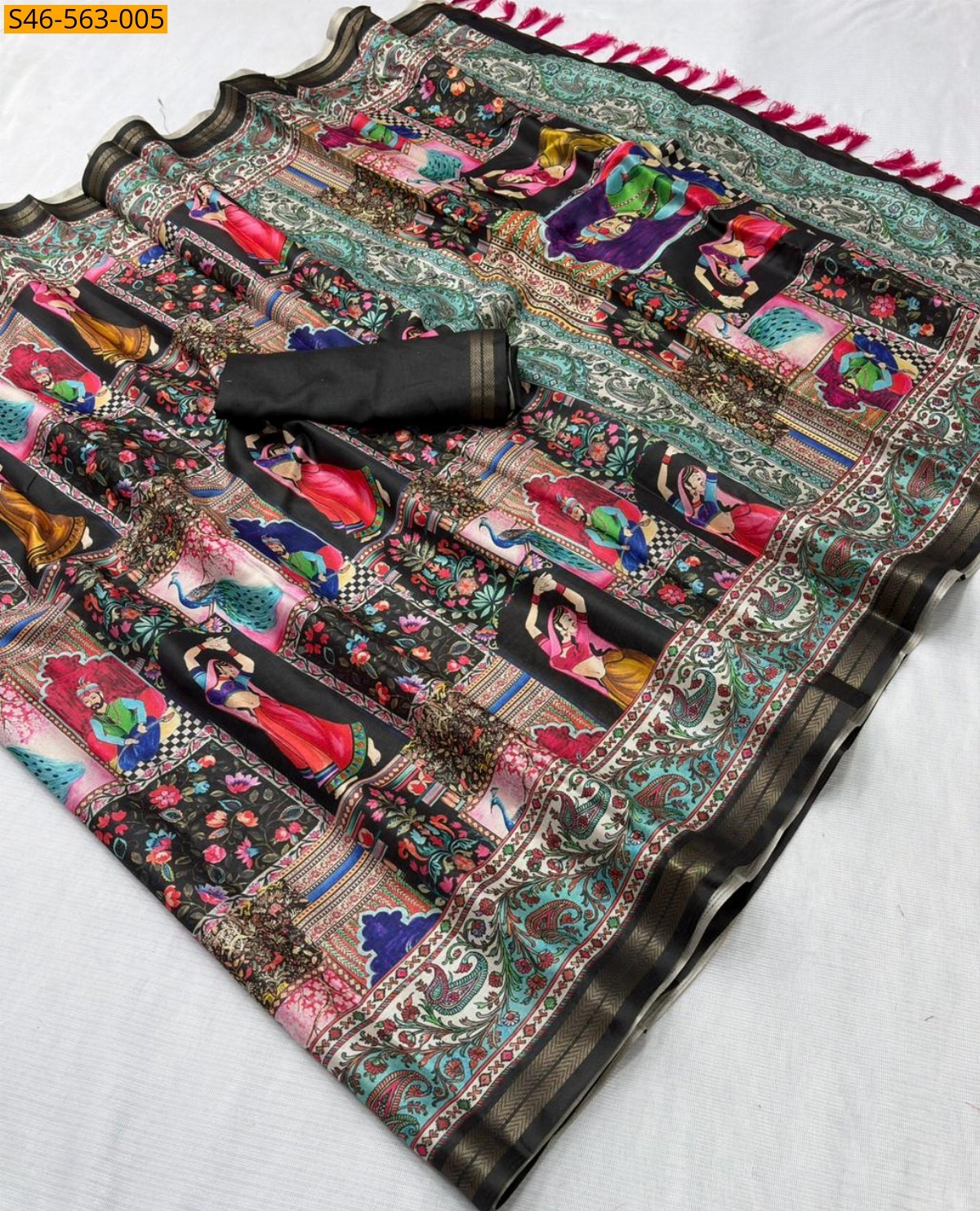 Black Tussar munga silk saree
