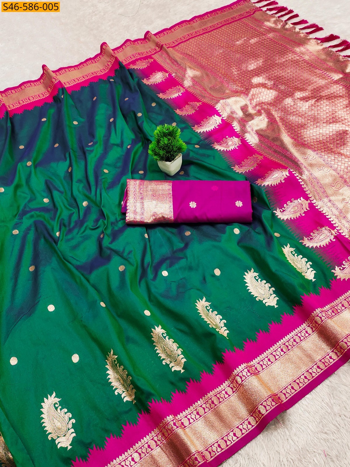 Green Soft Banarasi silk saree