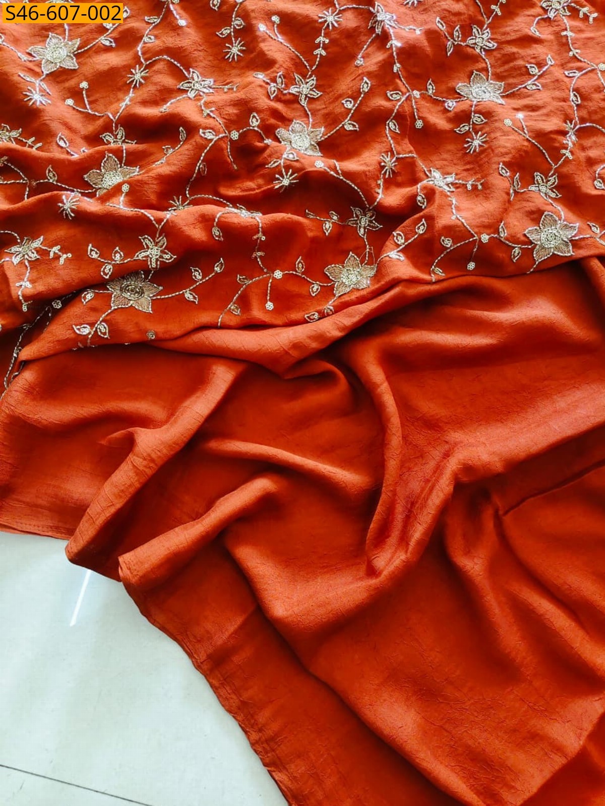 Orange Fancy Rangoli crush saree