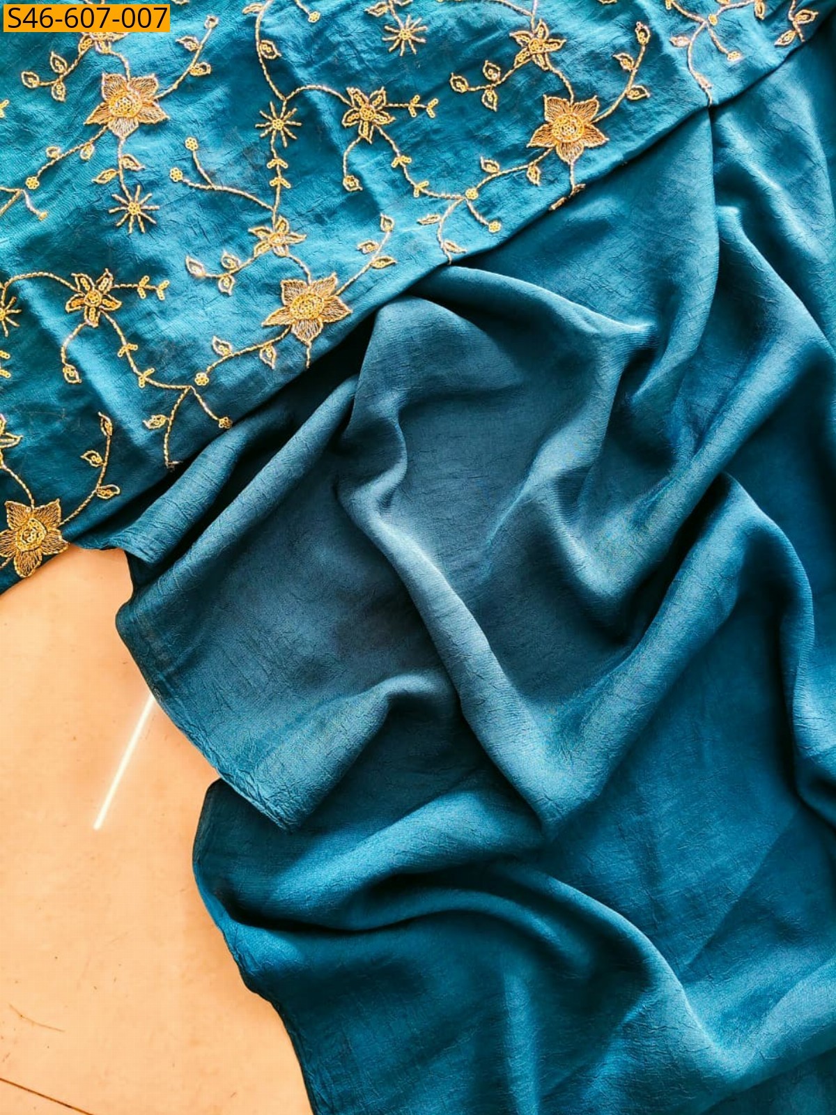 Blue Fancy Rangoli crush saree