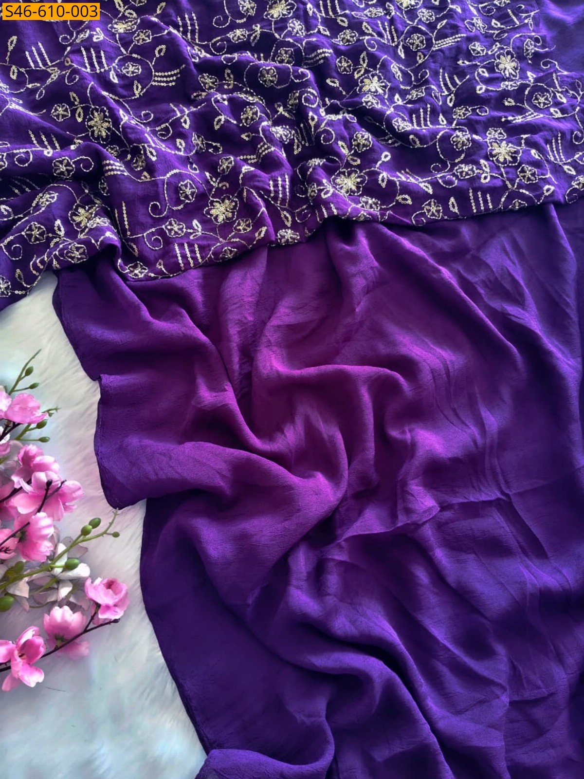 Violet Fancy Rangoli Crush Saree