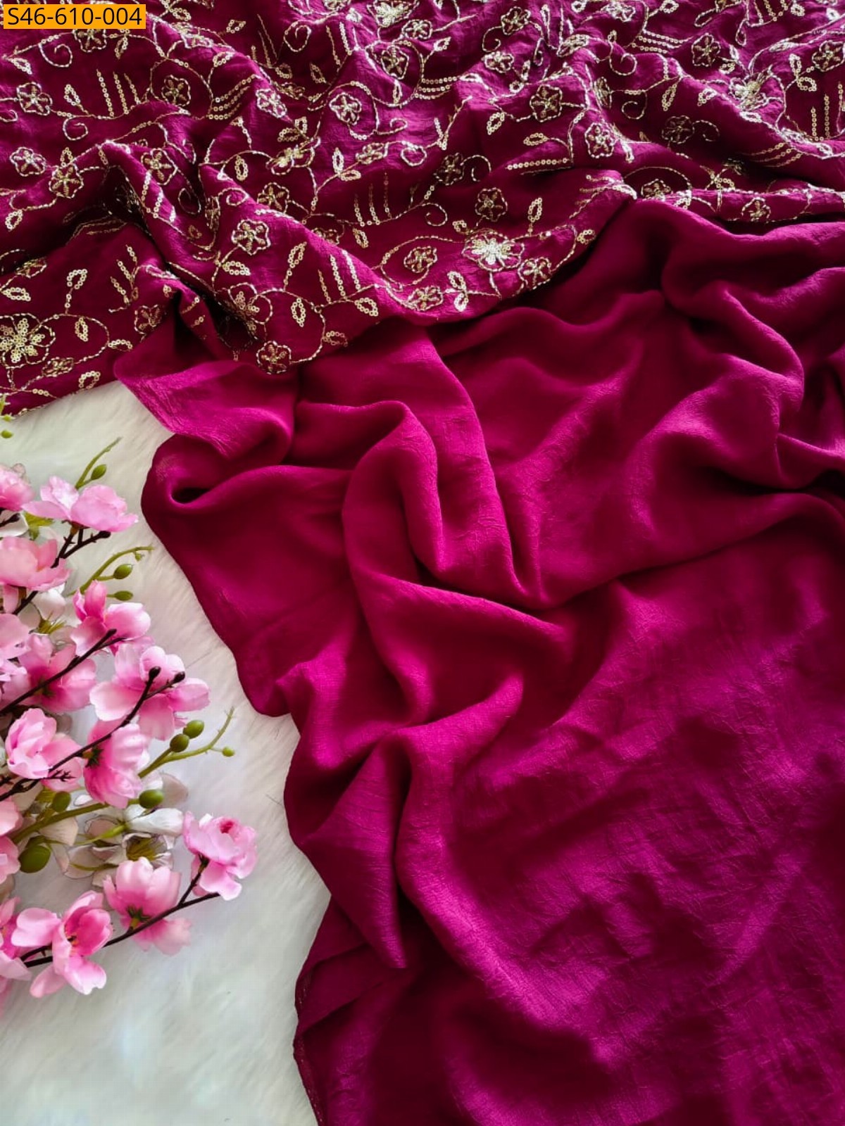 Burgundy Fancy Rangoli Crush Saree