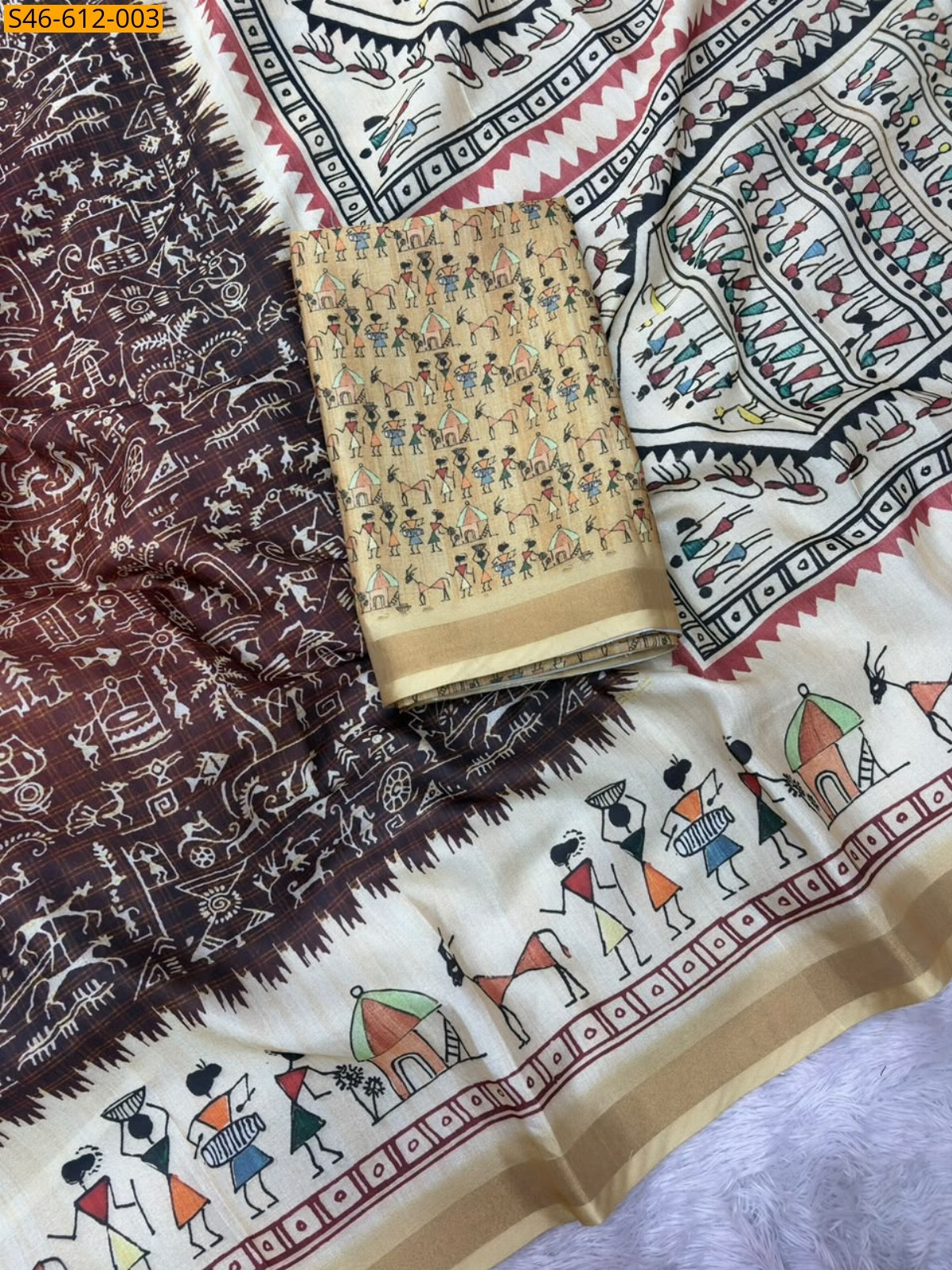 Brown Fancy Soft Malai Cotton Saree