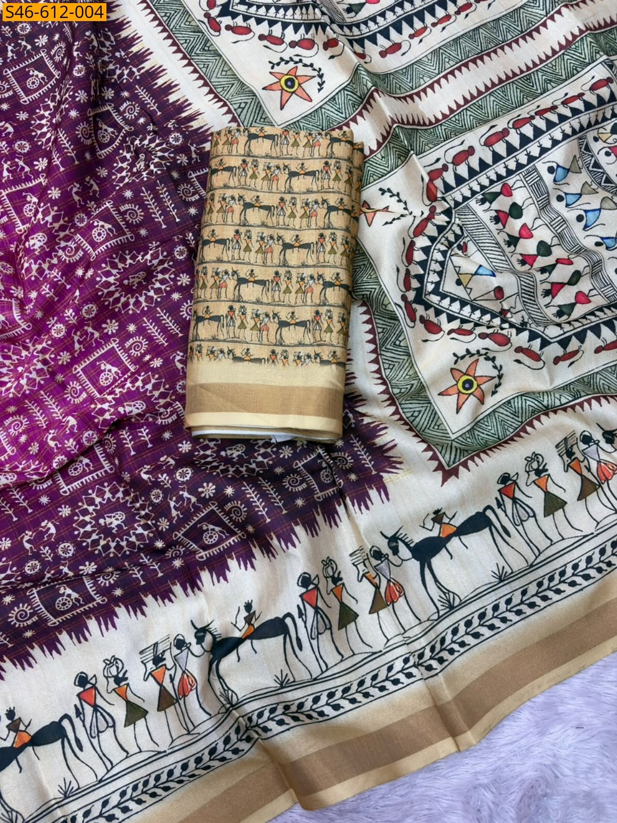 Megenta Fancy Soft Malai Cotton Saree