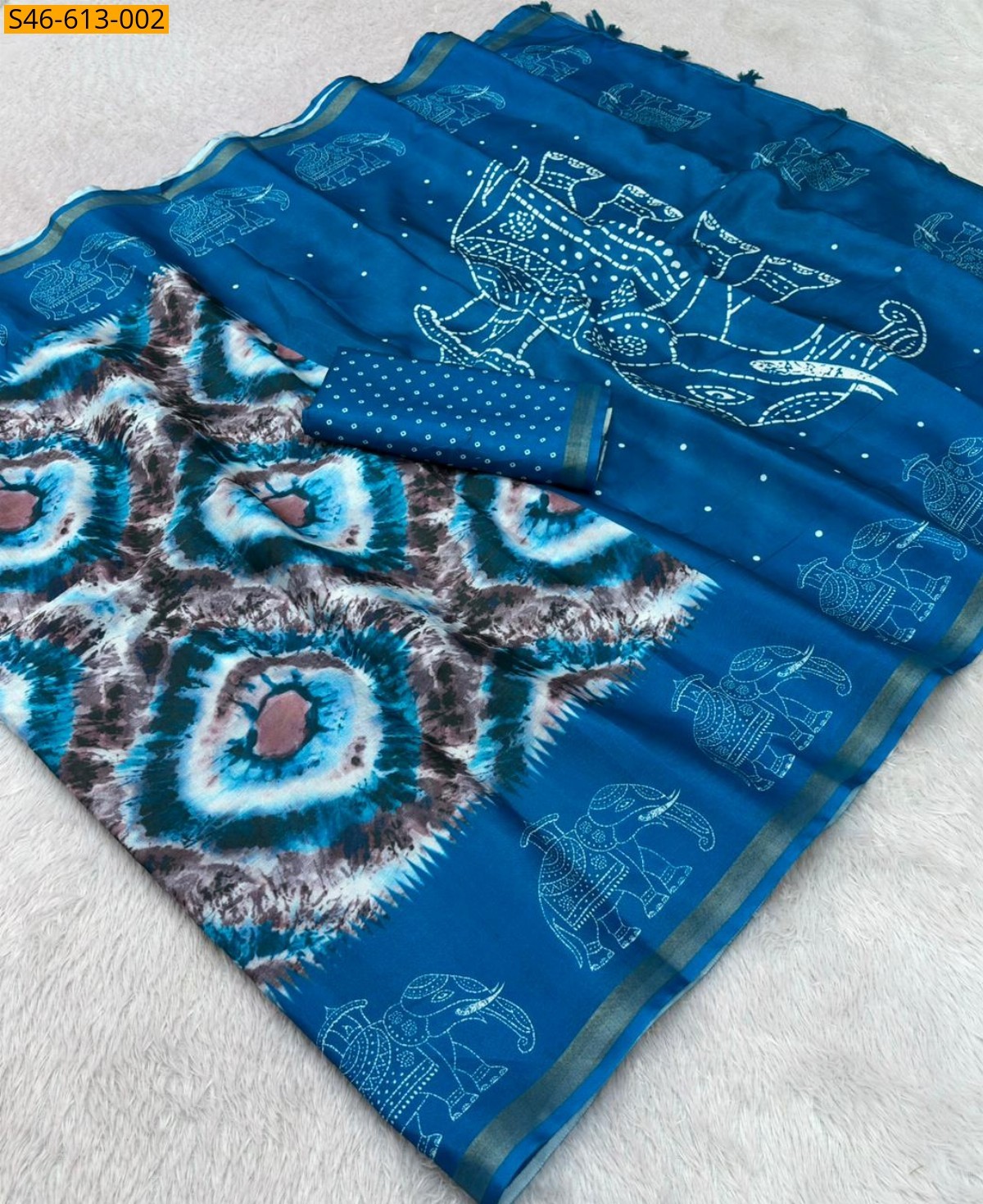 Blue Fancy Soft Malai Cotton Saree