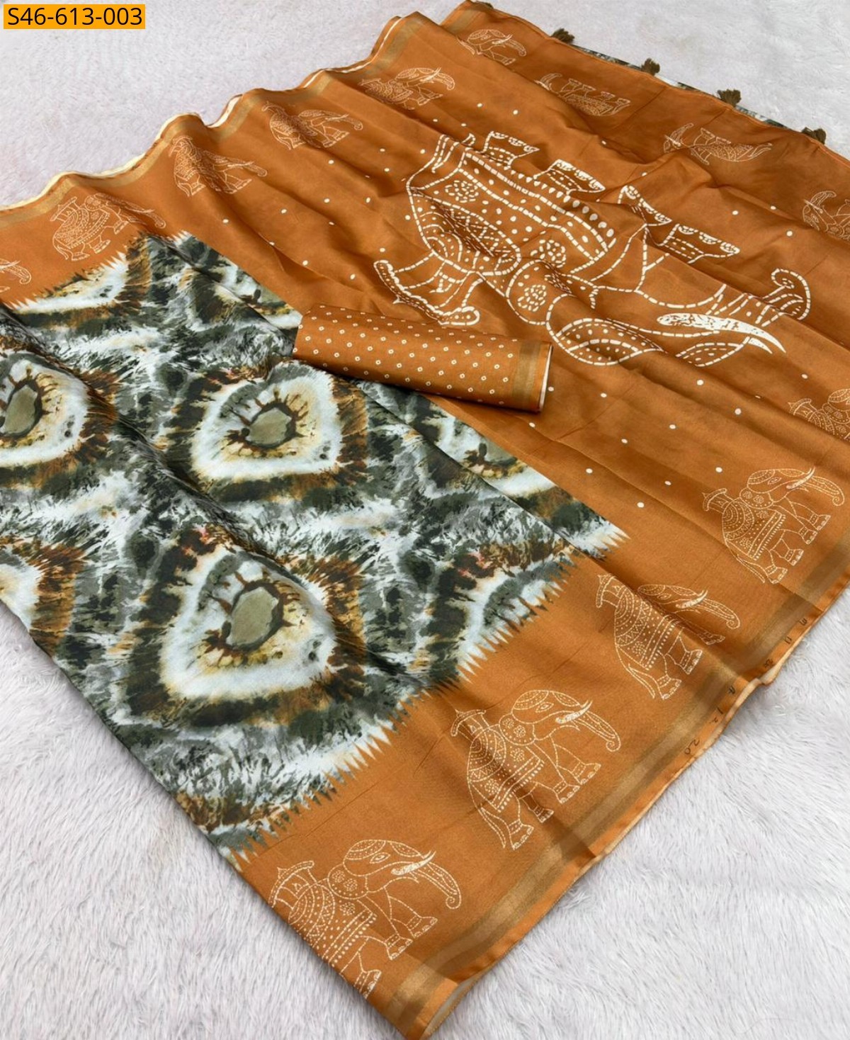 Orange Fancy Soft Malai Cotton Saree