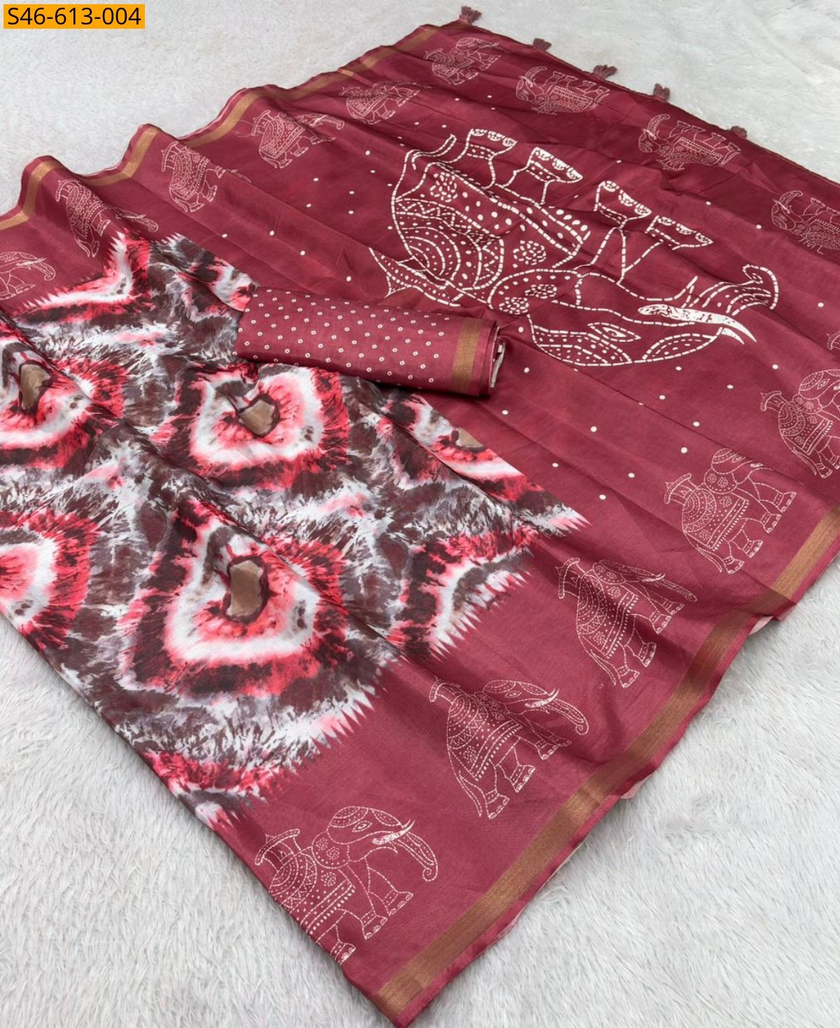 Pink Fancy Soft Malai Cotton Saree