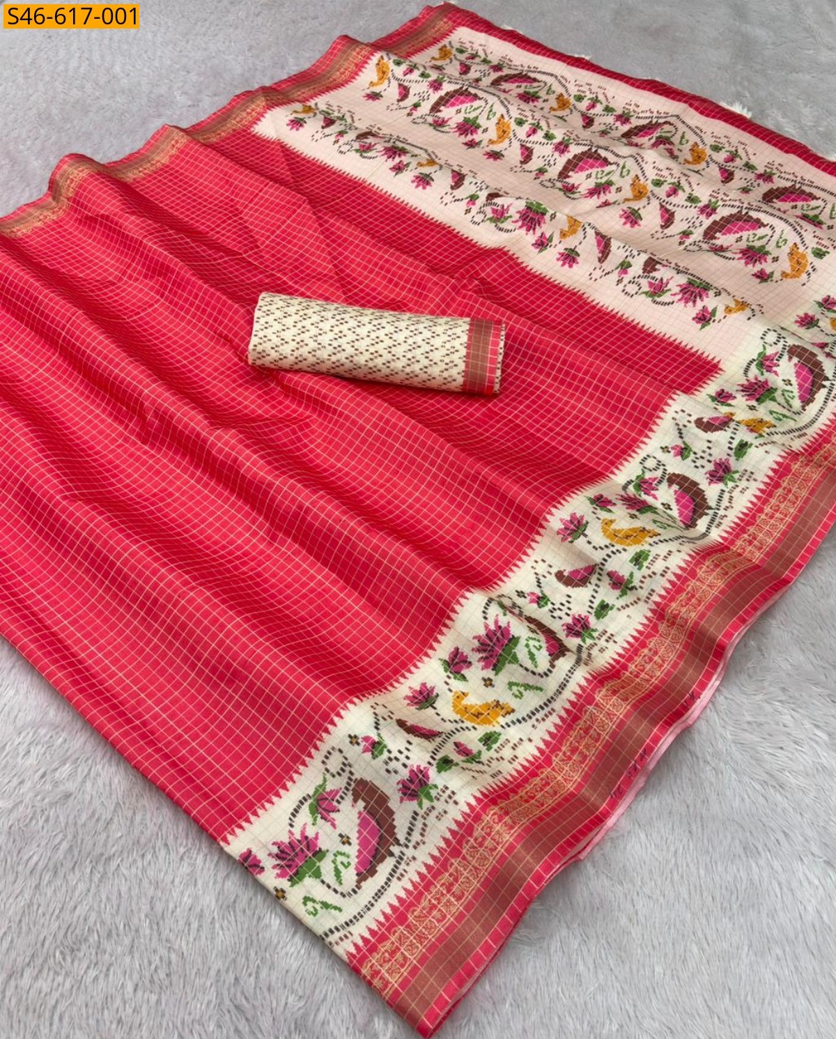 Red Fancy Soft Malai Cotton Saree