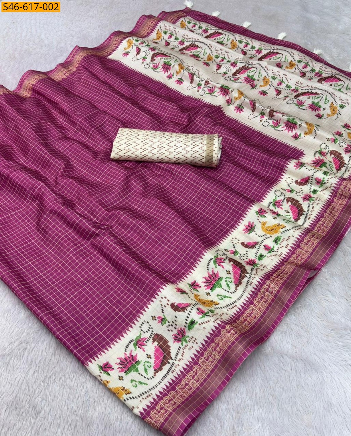 Megenta Fancy Soft Malai Cotton Saree