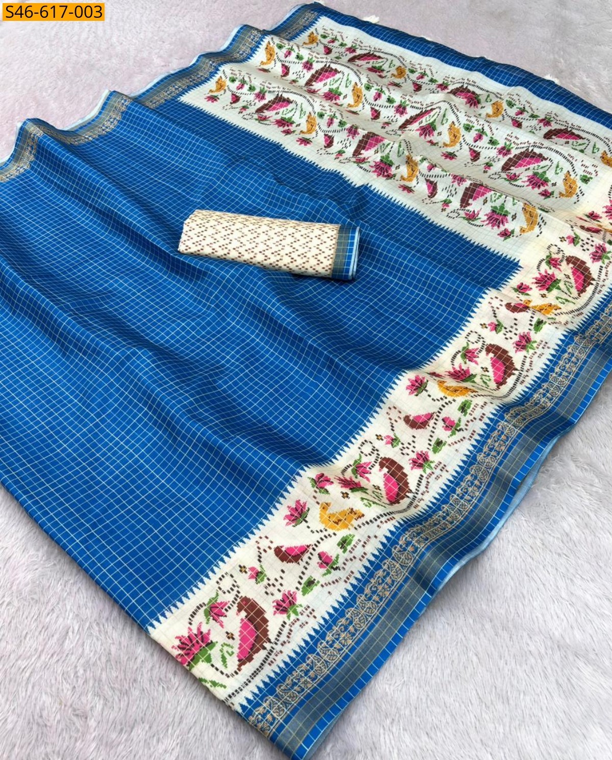 Blue Fancy Soft Malai Cotton Saree