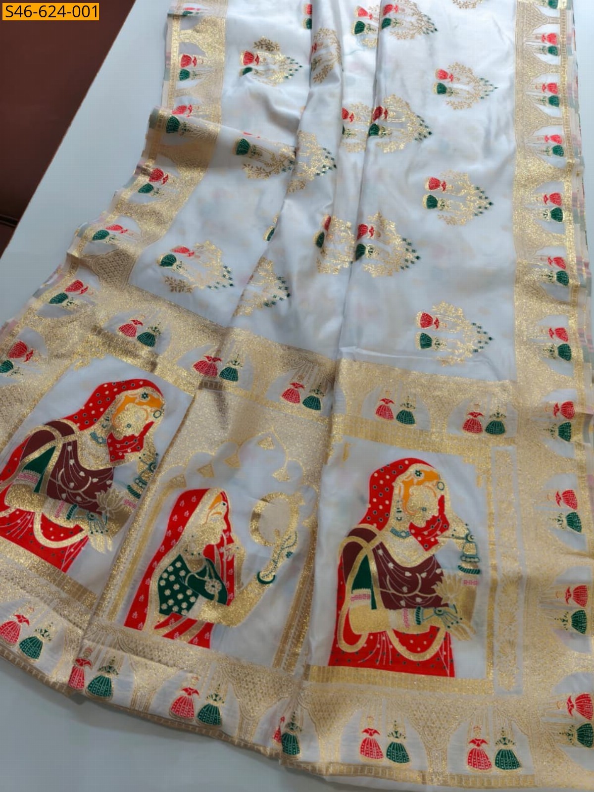 White Fancy Soft Banarasi Silk Saree