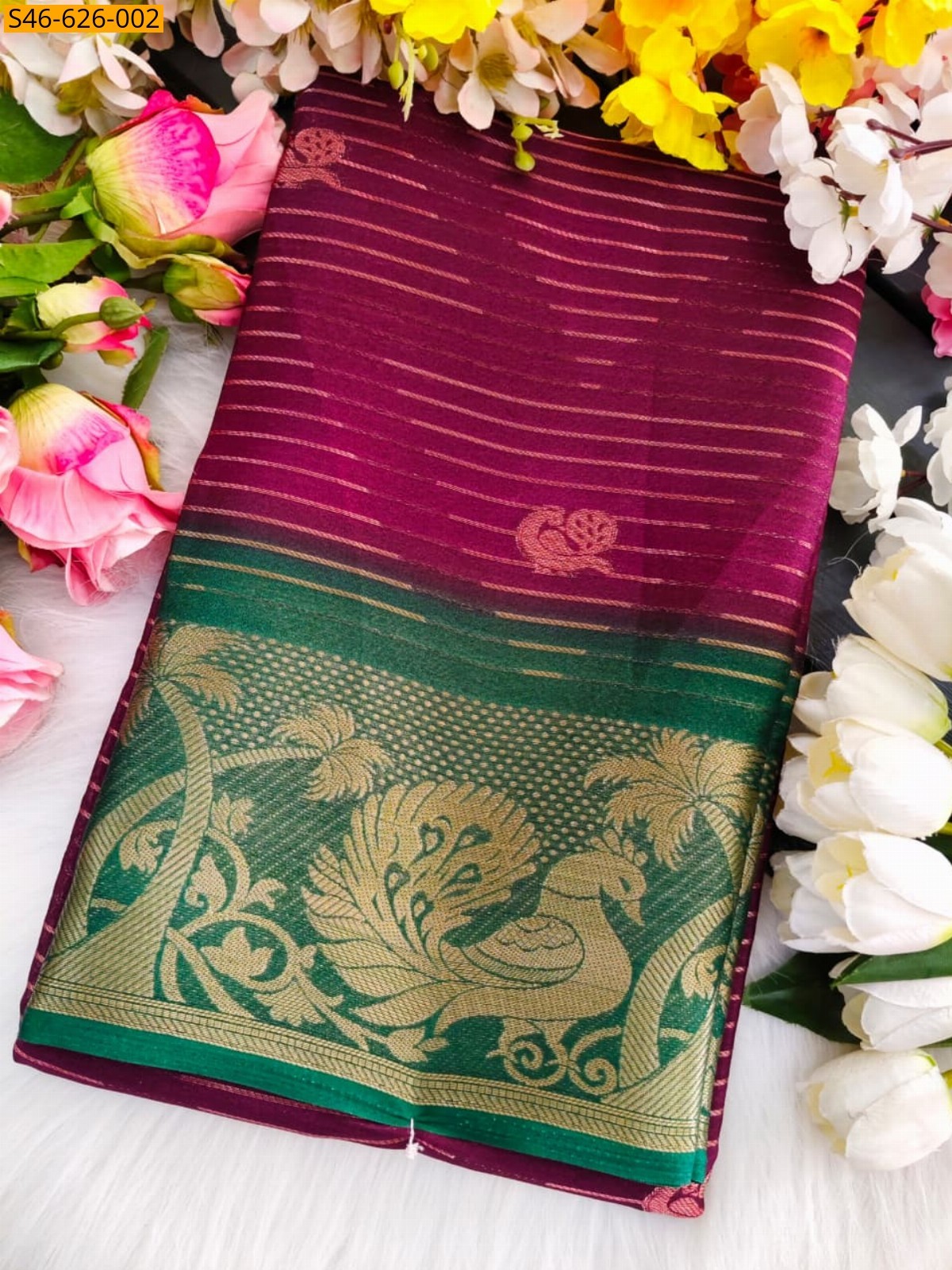 Wine Fancy Viscose Georgette Saree
