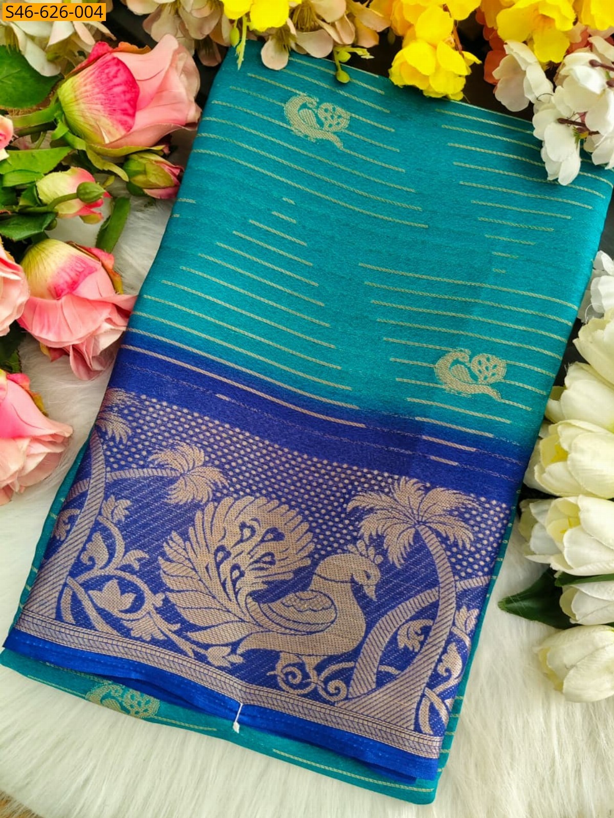 Rama Green Fancy Viscose Georgette Saree