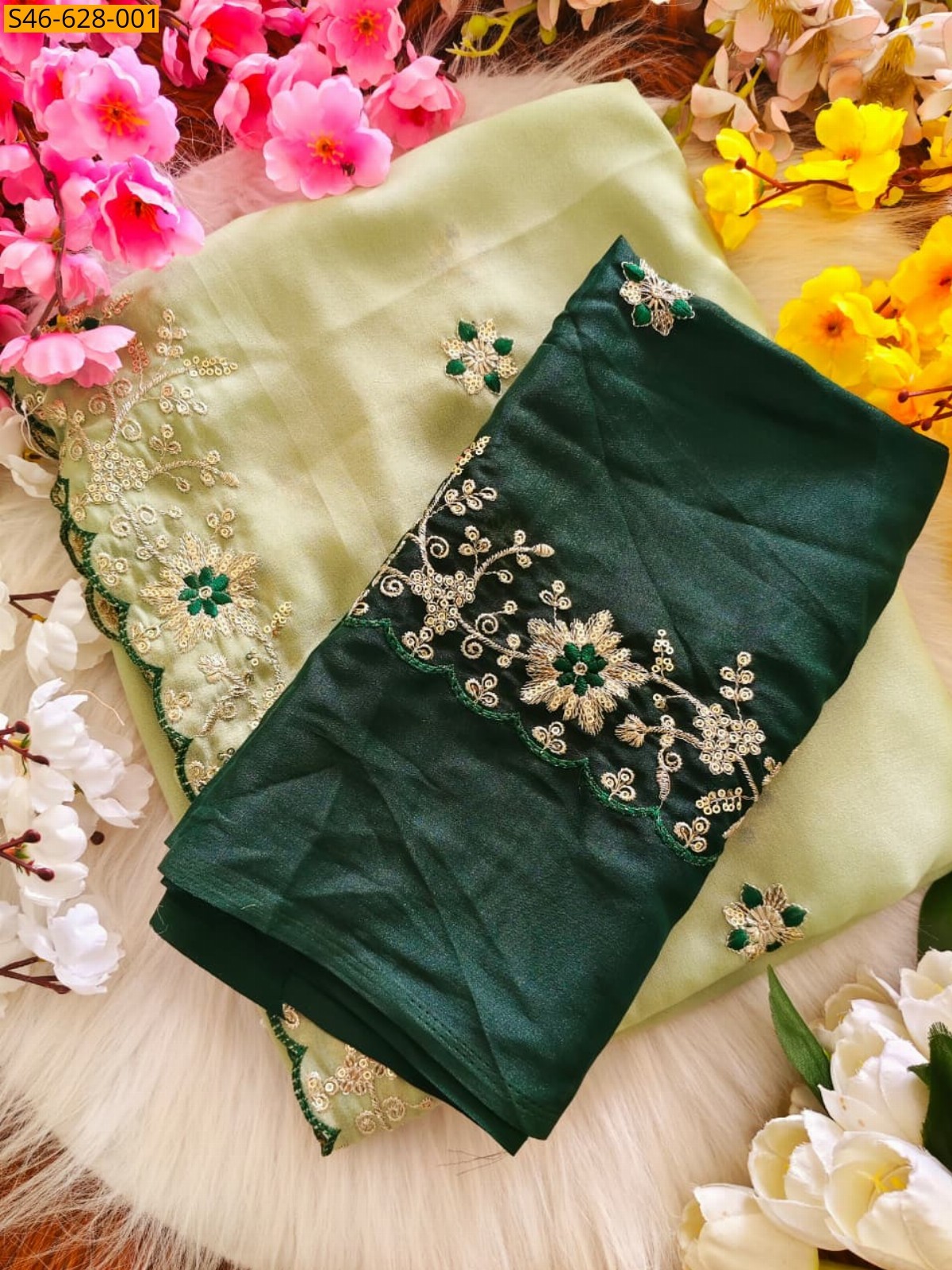 Light green Fancy Star Georgette Saree