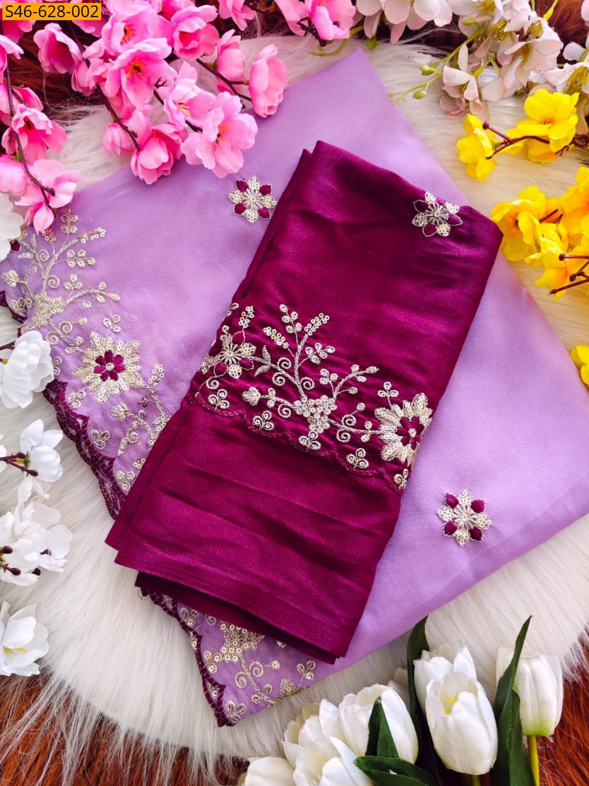Lavender Fancy Star Georgette Saree