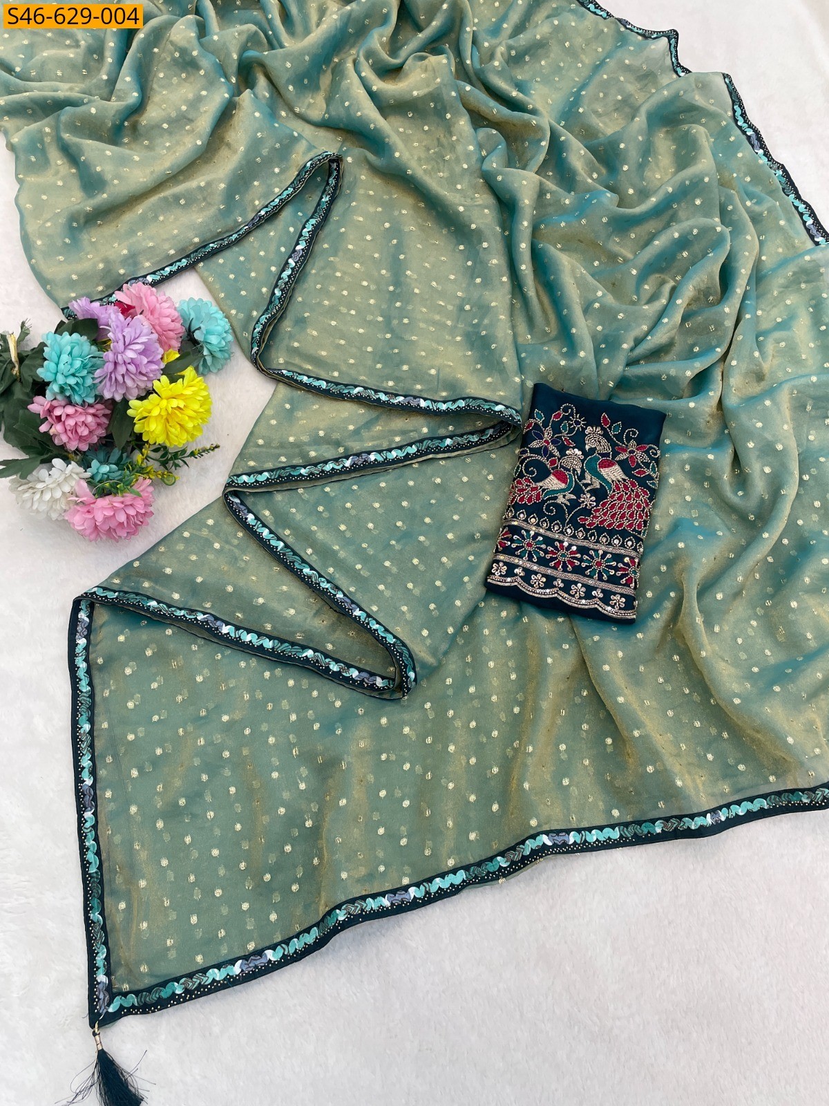 Green Fancy Moss Silk Saree