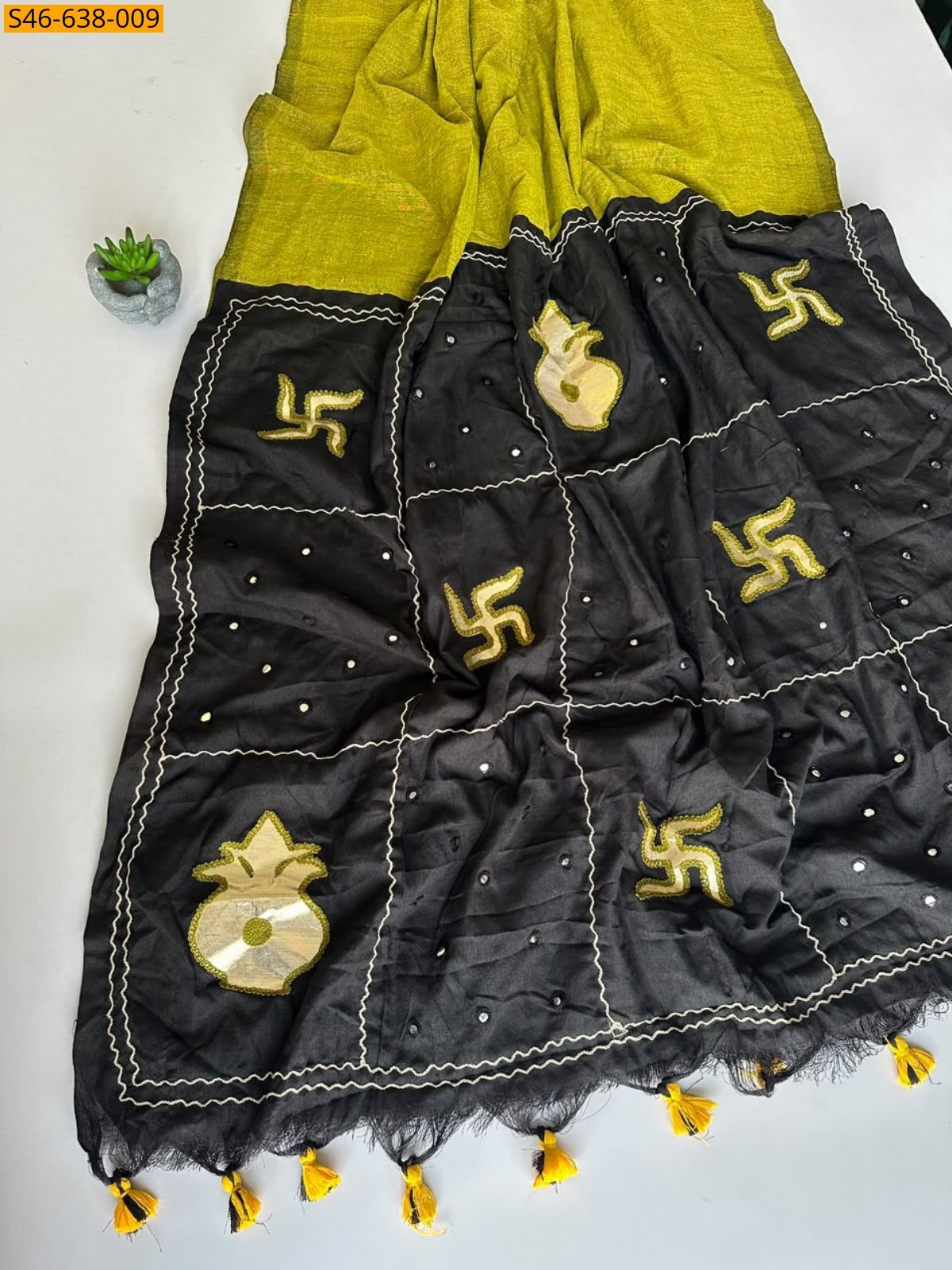 Mehndi Green Fancy khadi Cotton Saree