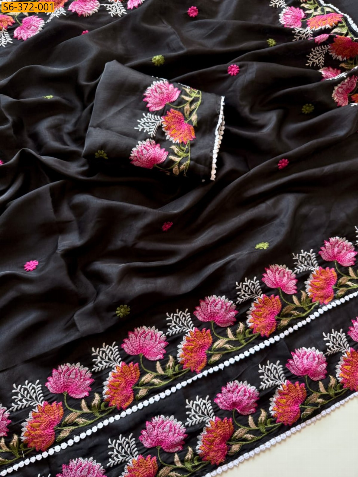 Black Fancy Tussar Silk Saree