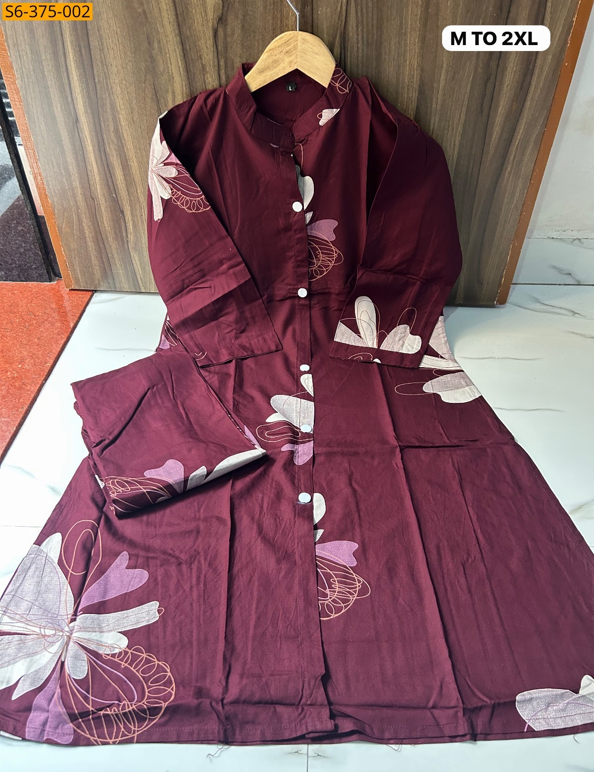 Wine Fancy Rayon Coord Set