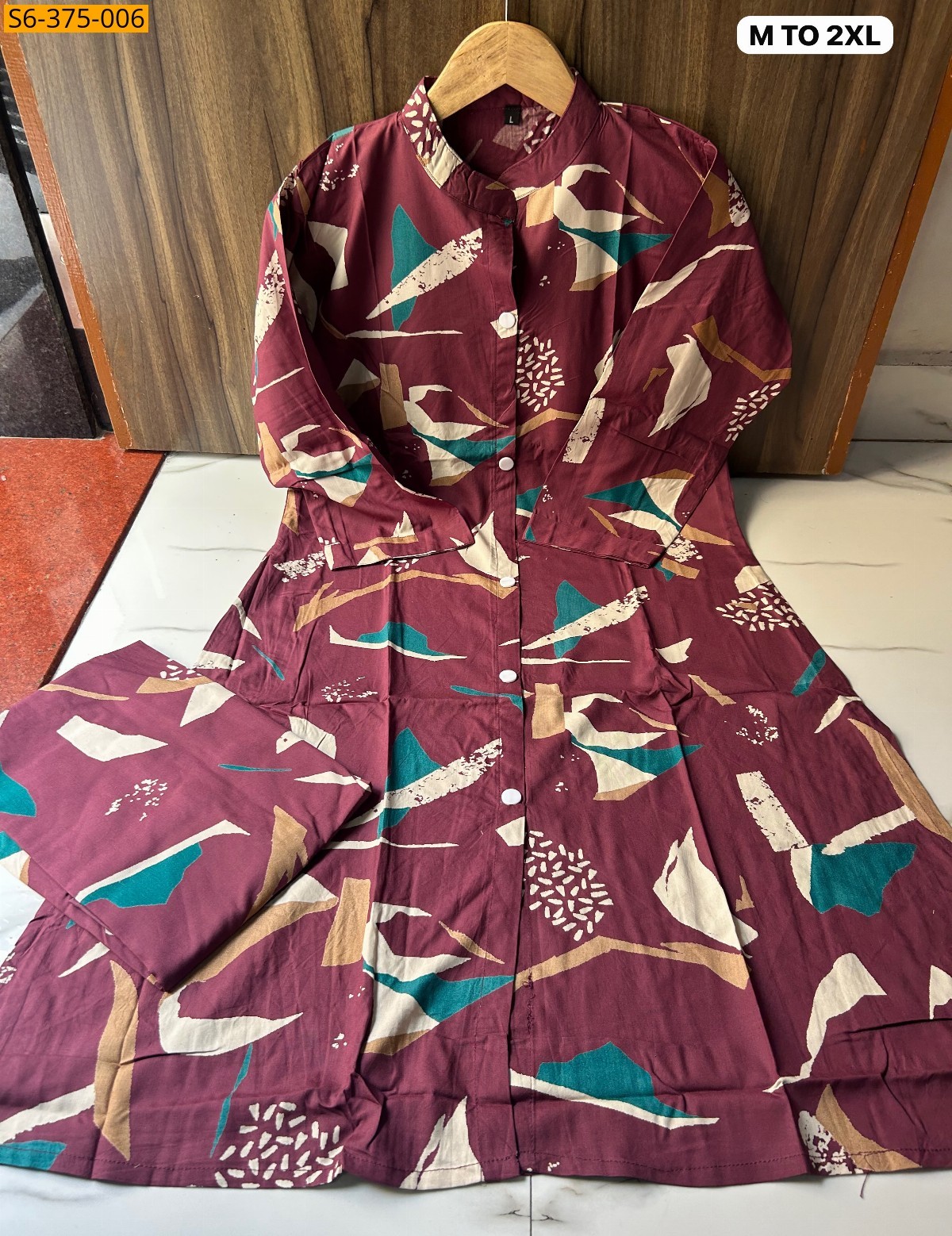 Maroon Fancy Rayon Coord Set