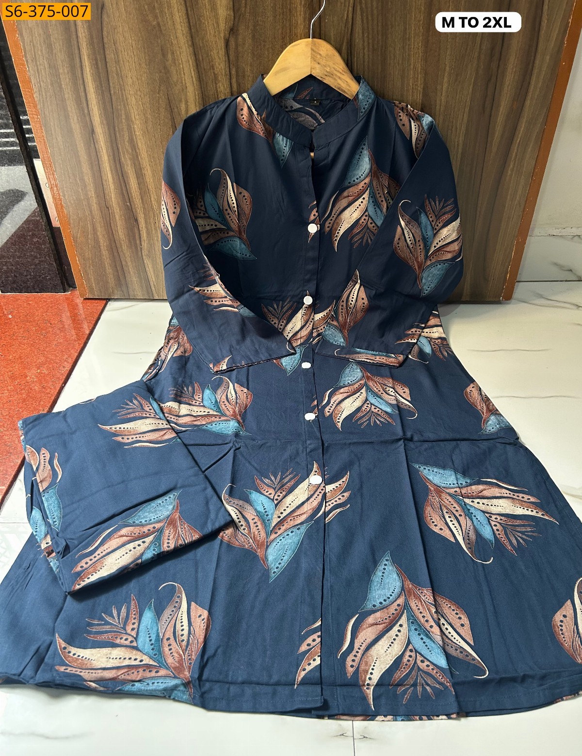 Navy Blue Fancy Rayon Coord Set