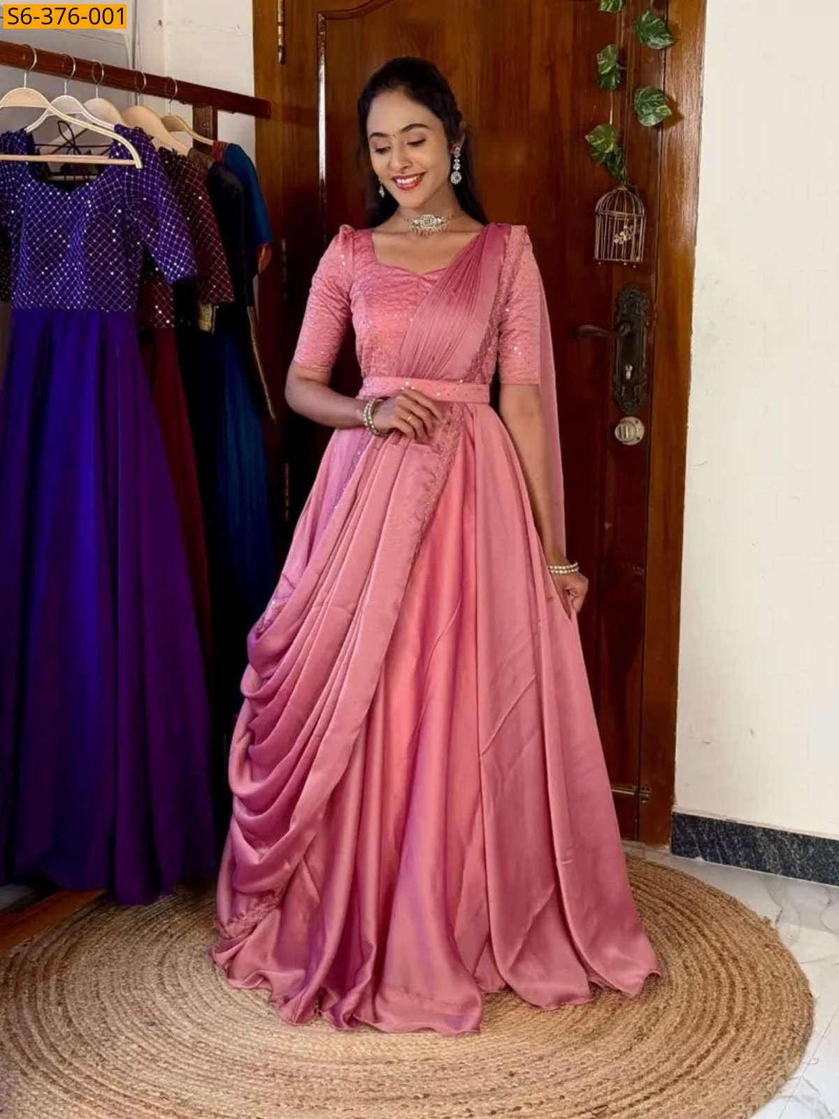 Baby pink Fancy Sparkling Georgette Anarkali