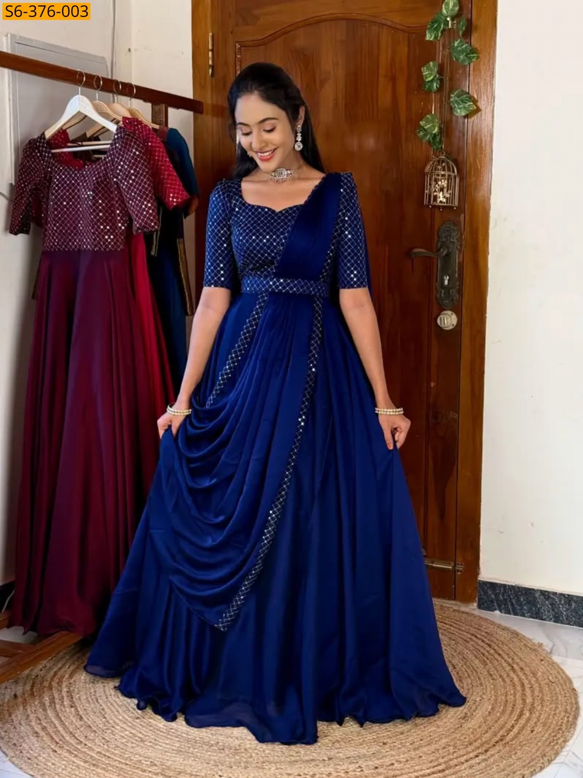 Navy blue Fancy Sparkling Georgette Anarkali