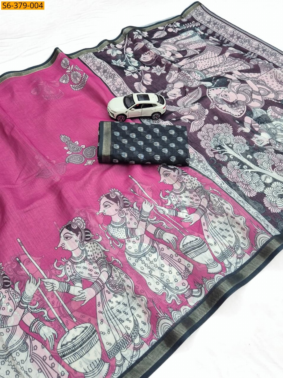 Pink Fancy Linen Printed Saree
