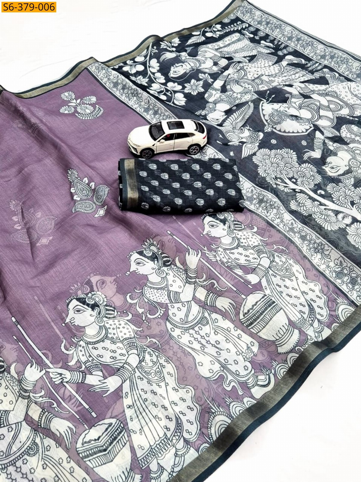 Purple Fancy Linen Printed Saree