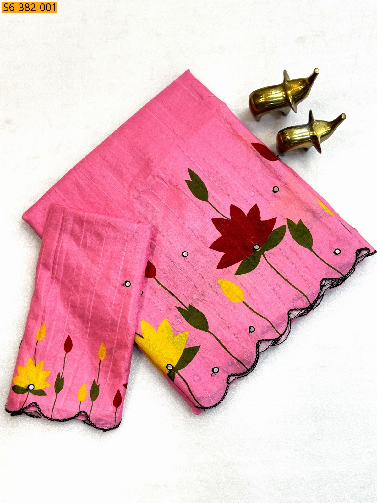 Pink Fancy Tussar Silk Saree
