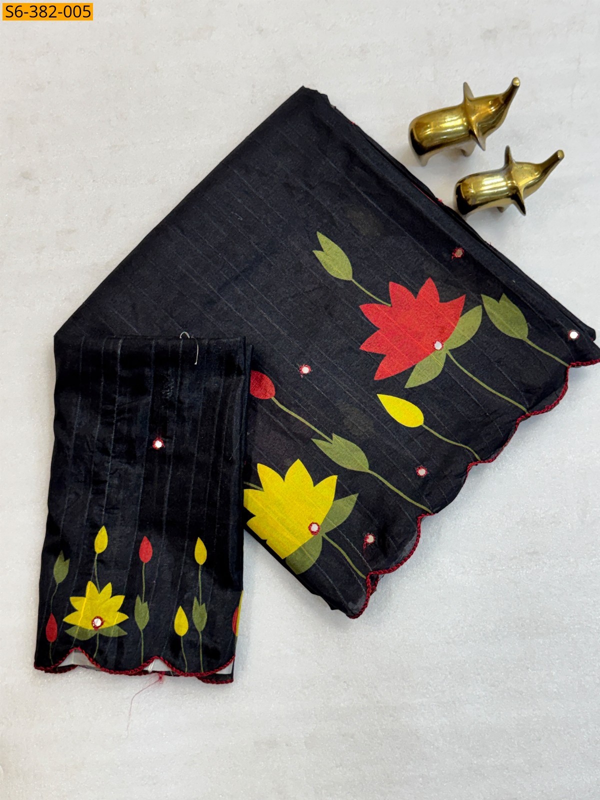 Black Fancy Tussar Silk Saree