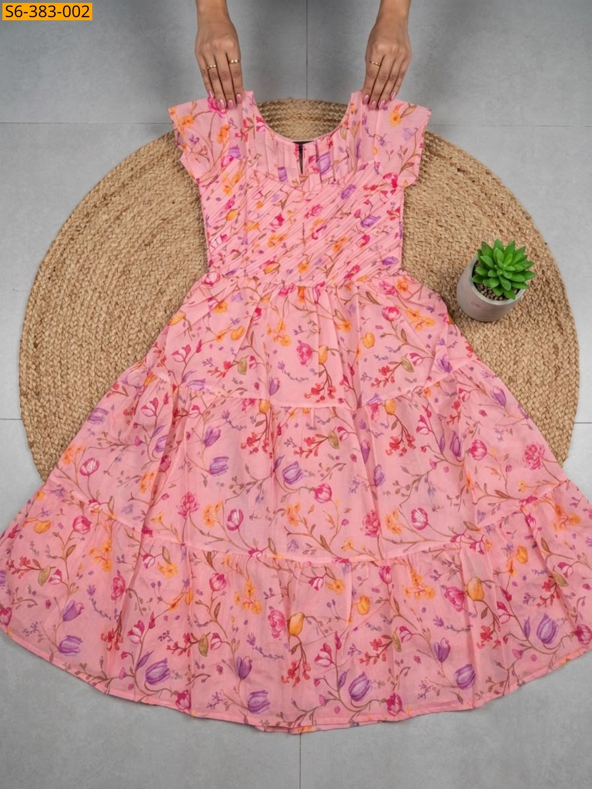Pink Fancy Chanderi Cotton Gown