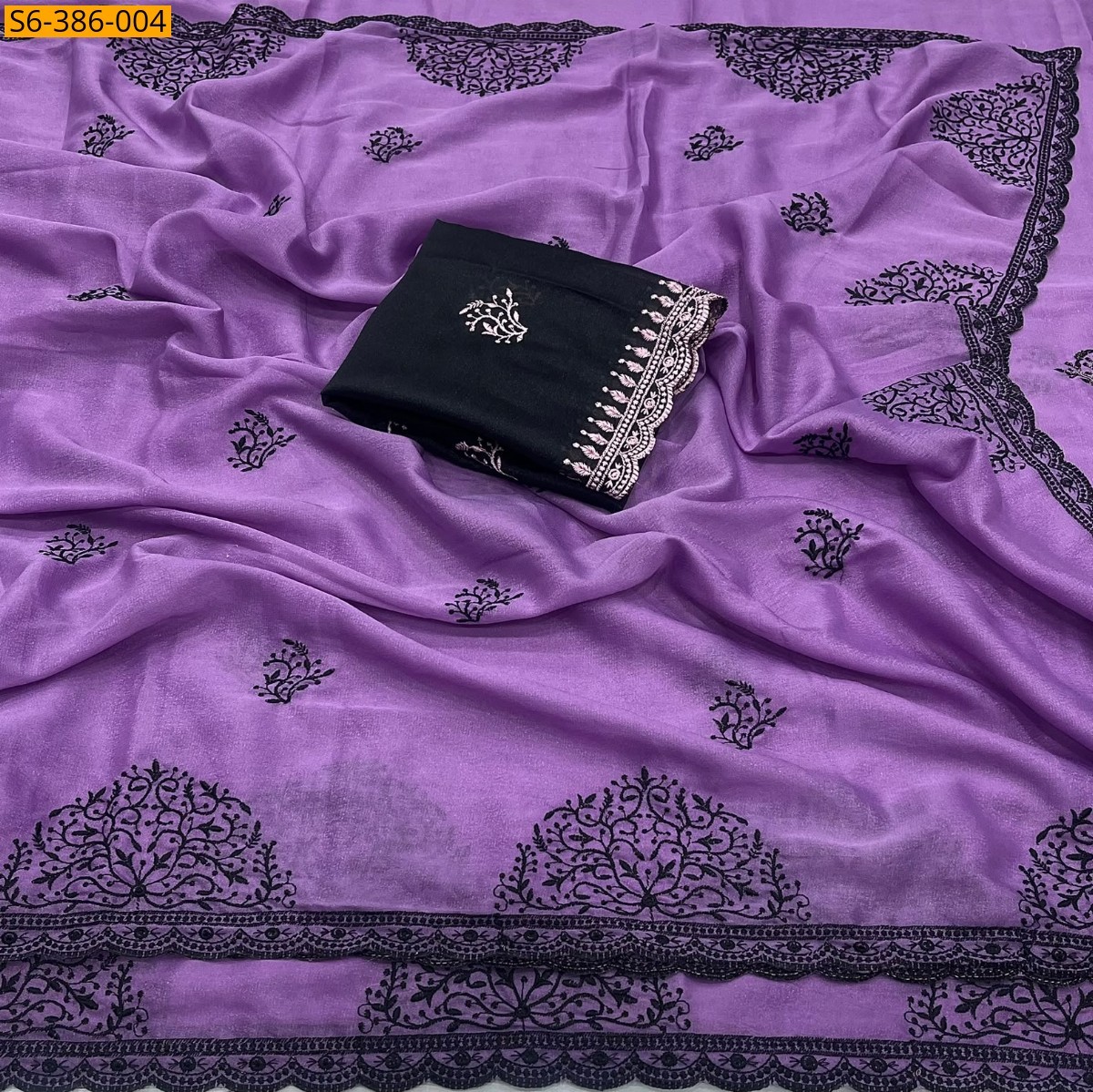 Violet Fancy Star Georgette Saree