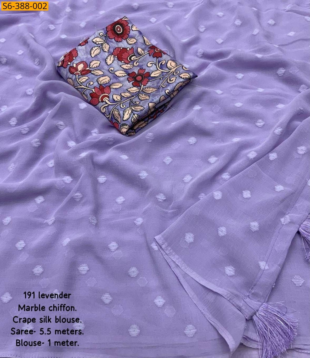 Lavender Fancy Soft Marble Chiffon Saree 