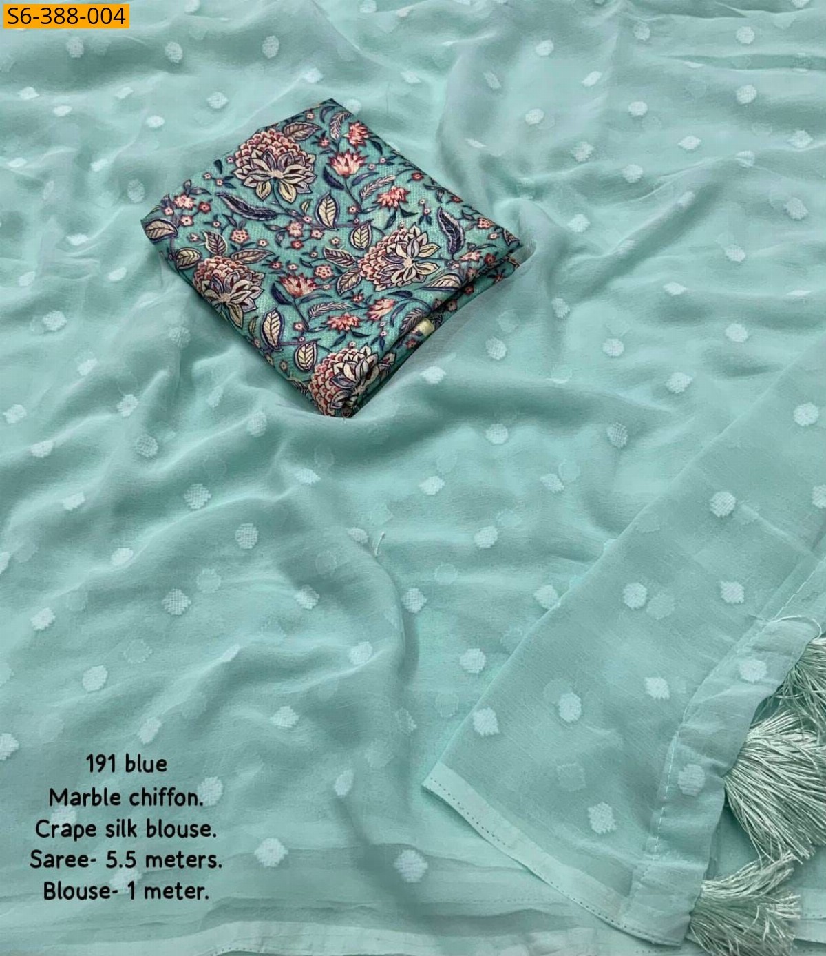 Blue Fancy Soft Marble Chiffon Saree 