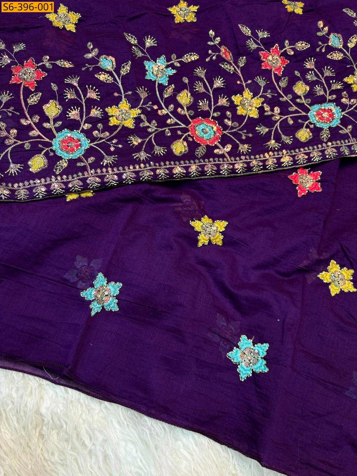 Violet Fancy Patry wear Mulcotton Saree